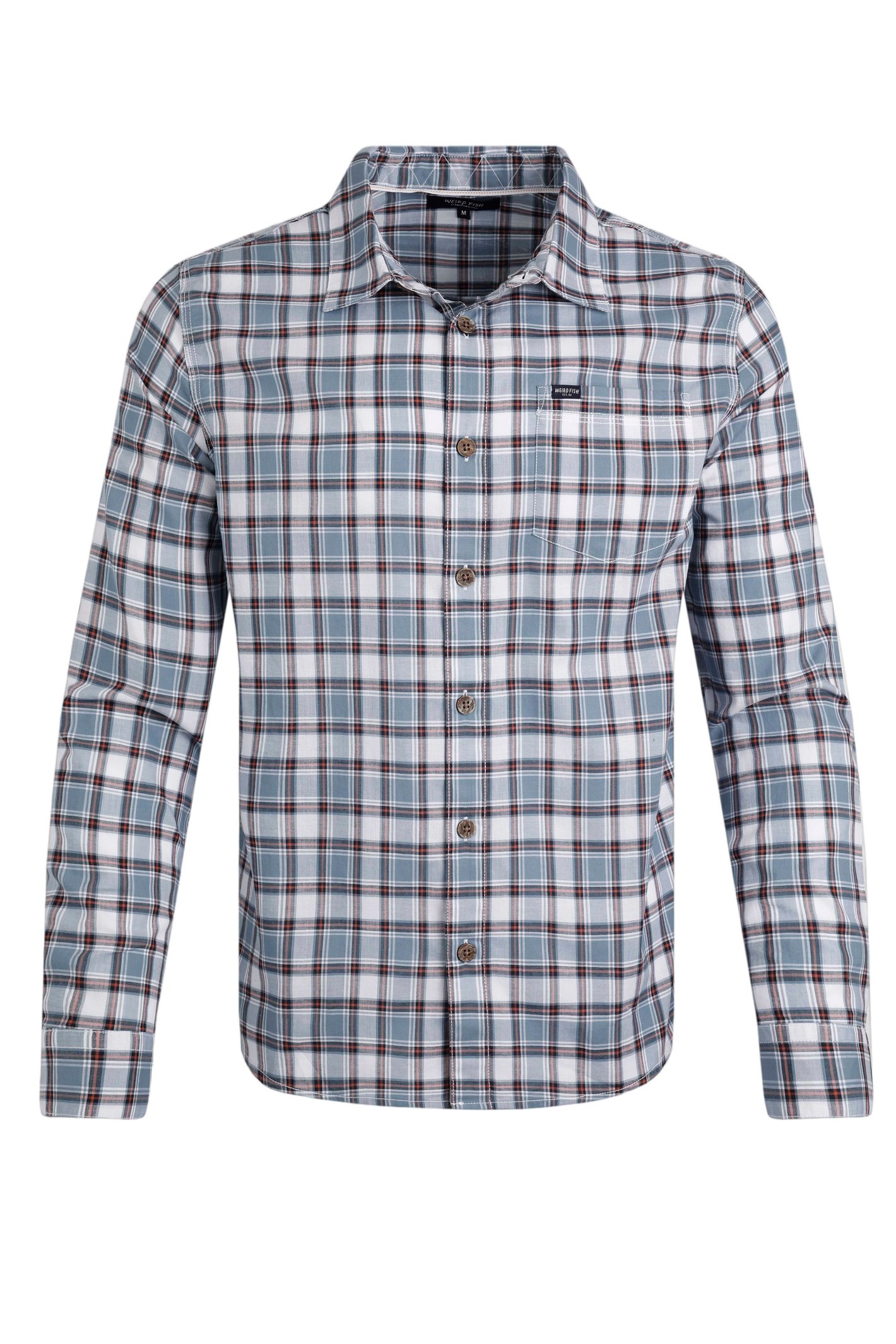Weird Fish Laurence Long Sleeve Check Shirt Pale Denim Size 5XL