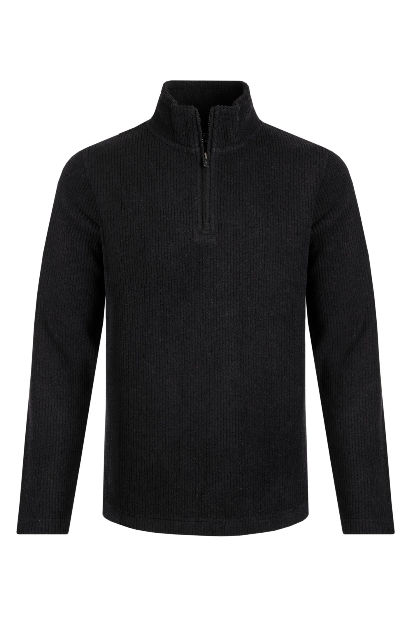 Weird Fish Newport 1/4 Zip Rib Fleece  Washed Black Size M