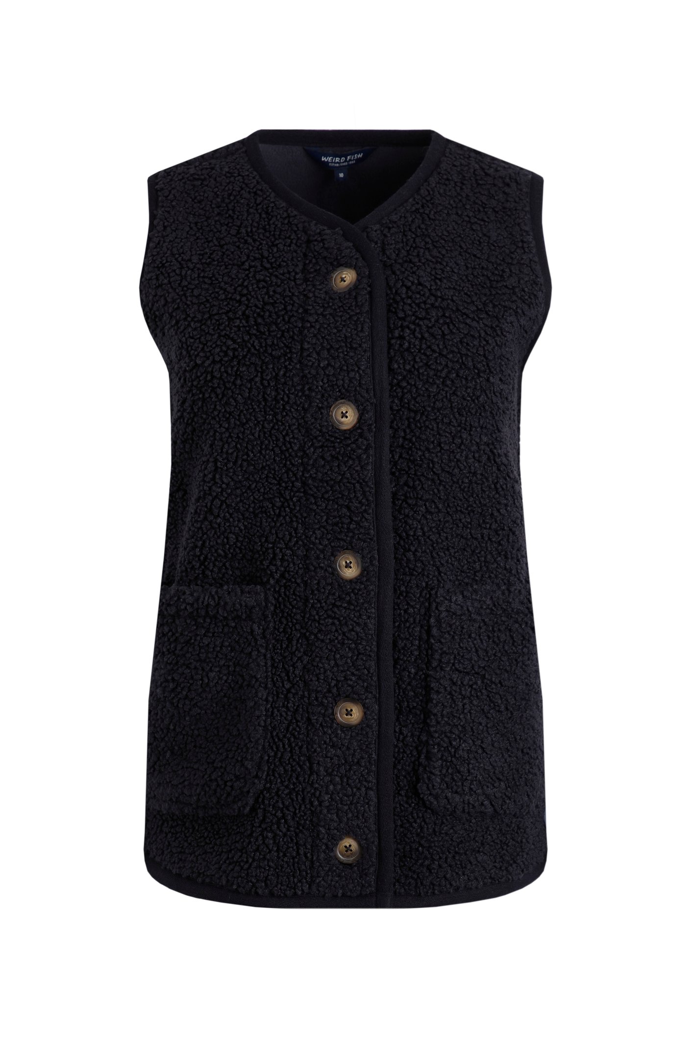 Weird Fish Emille Fleece Waistcoat  Navy Size 18