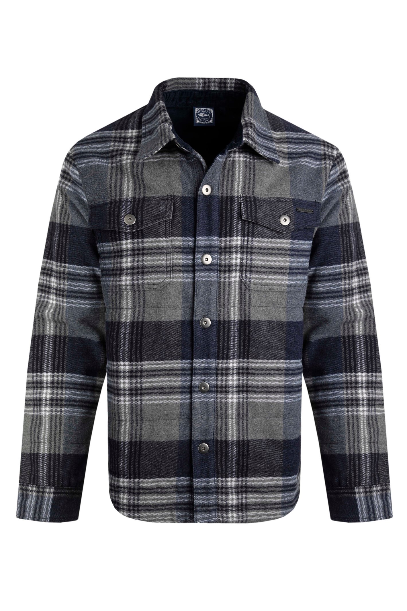 Weird Fish Hollage Quilted Check Shacket  Cement Size 2XL