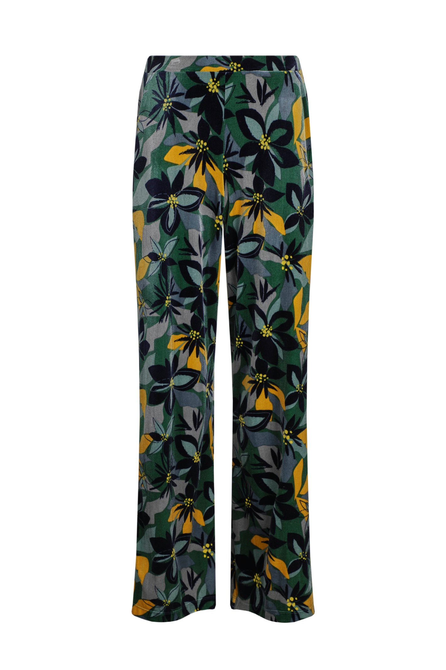 Weird Fish Vadoma Eco Printed Velvet Wide Leg Trousers Ivy Size 10