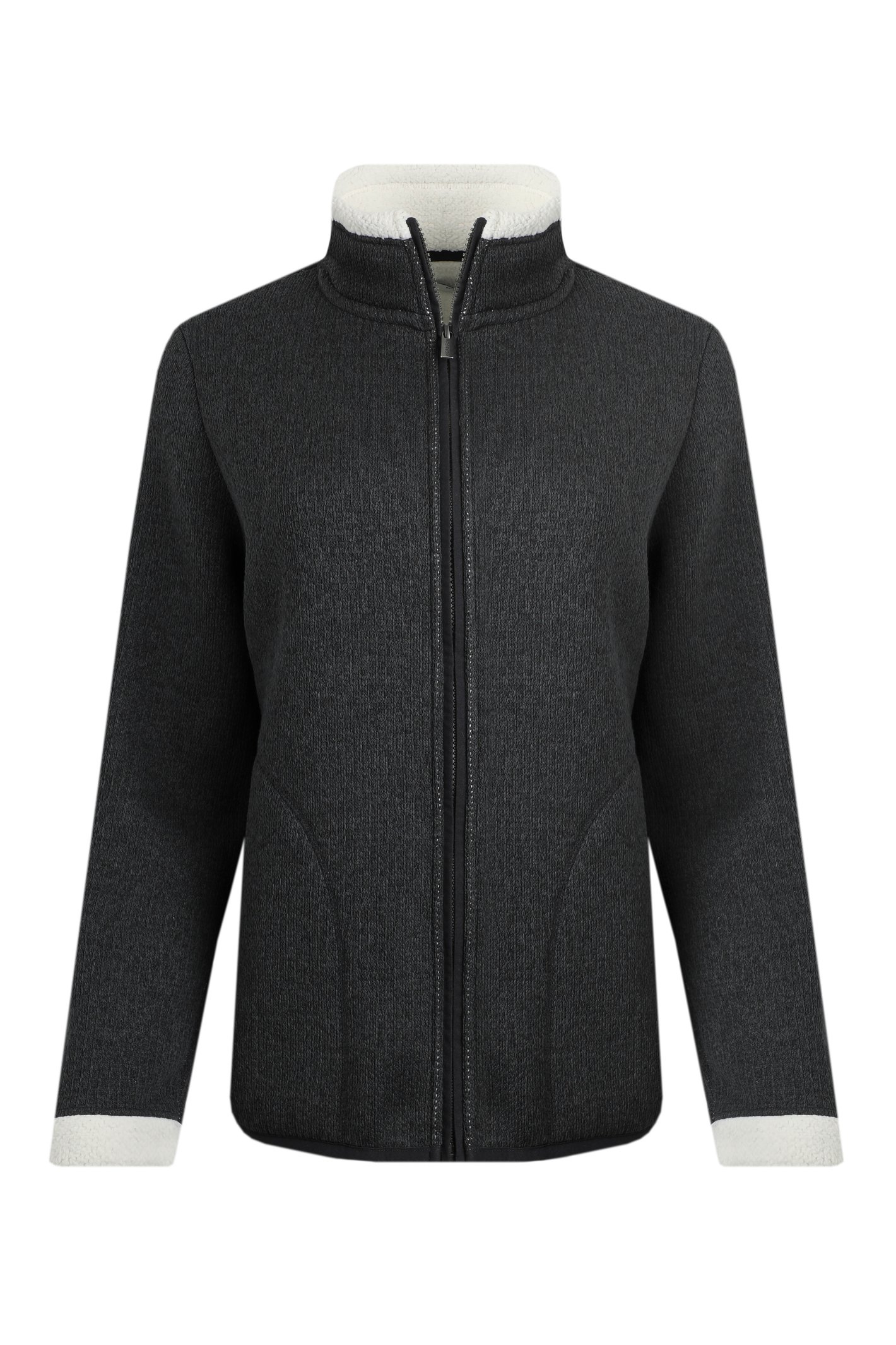 Weird Fish Campbell Faux Shearling Bonded Full Zip Fleece Washed Black Size 8