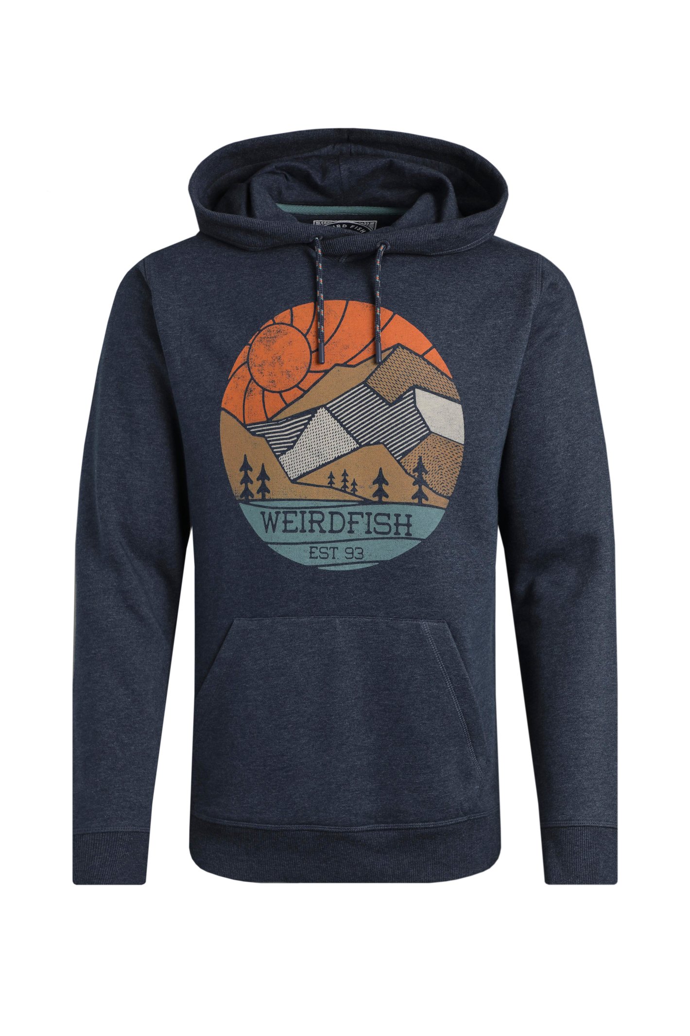Weird Fish Bryant Front Print Graphic Popover Hoodie Dark Navy Size 5XL