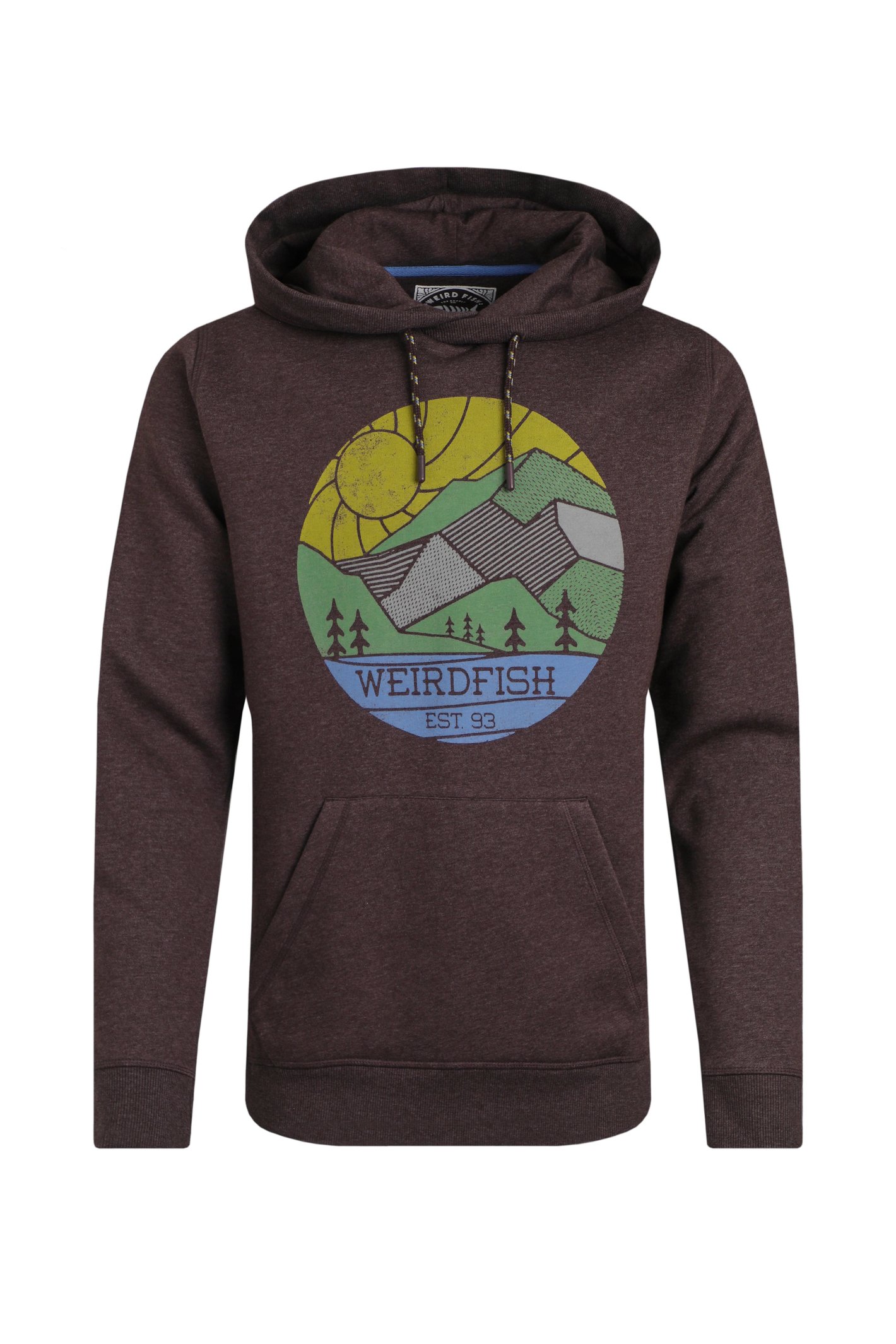 Weird Fish Bryant Front Print Graphic Popover Hoodie Mulled Wine Size 4XL