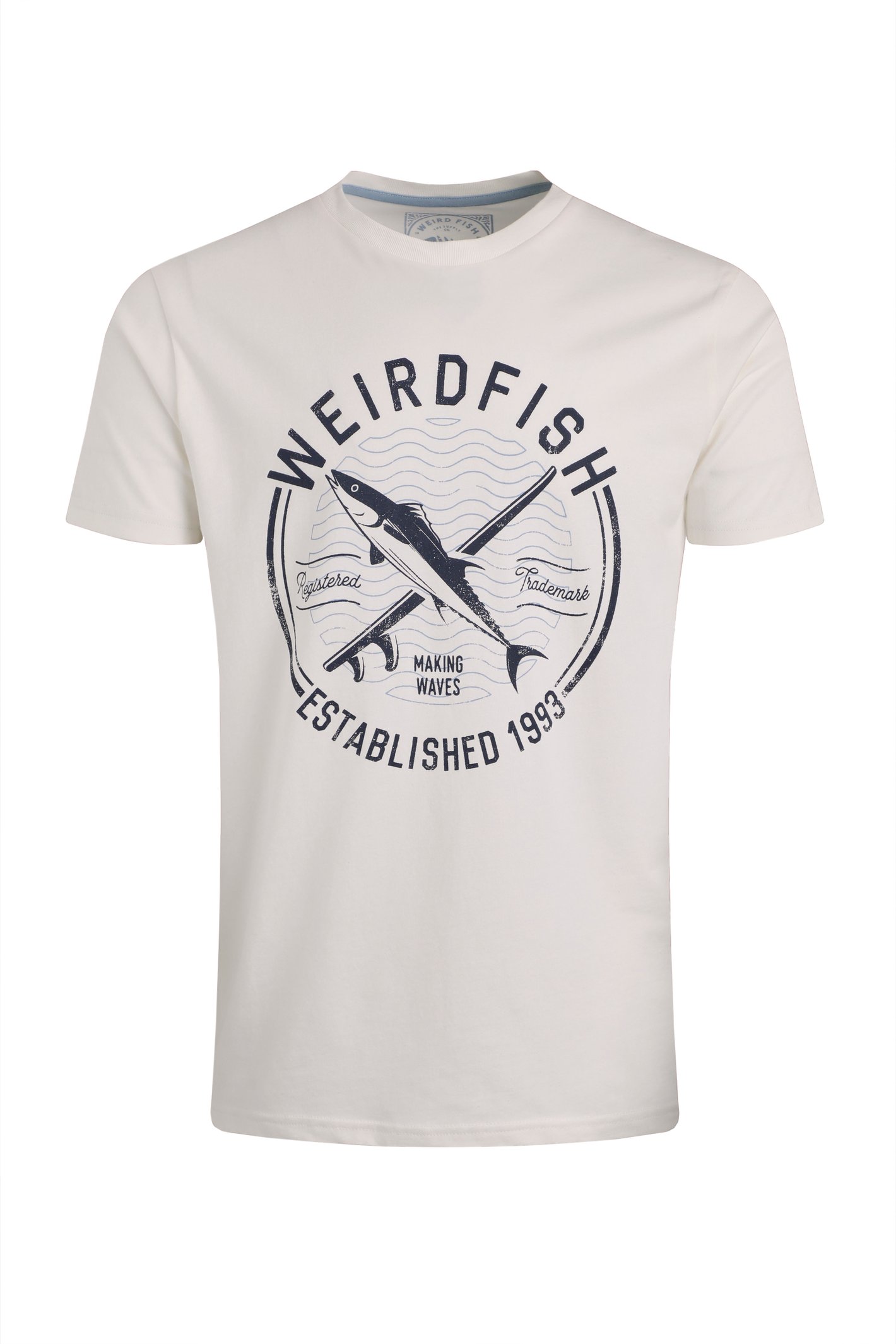 Weird Fish Hudson Organic Cotton Front Print Branded T-Shirt White Size 4XL