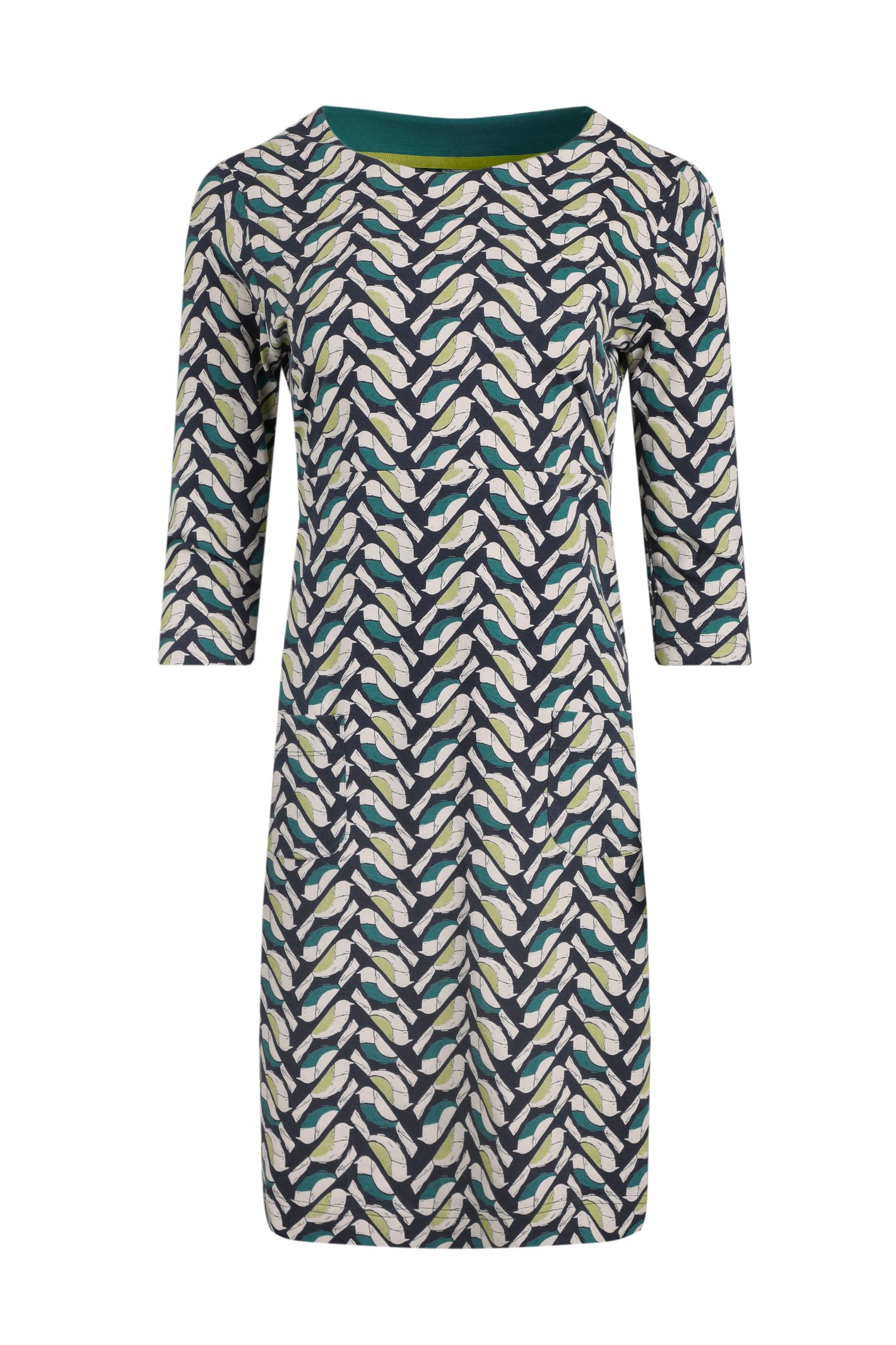 Weird Fish Starshine Organic Cotton Jersey Dress Cedar Green Size 12