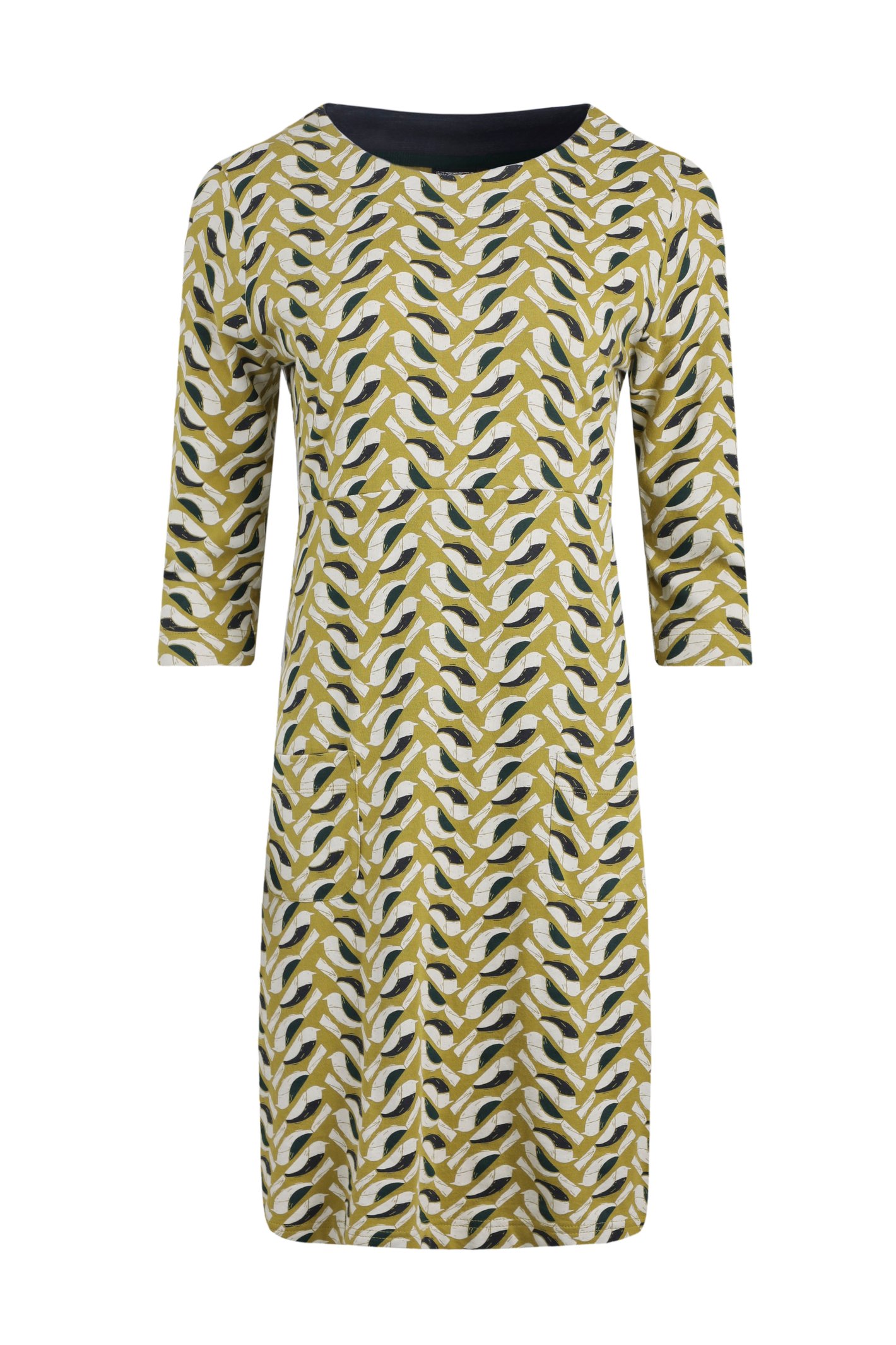 Weird Fish Starshine Organic Cotton Jersey Dress Warm Olive Size 12