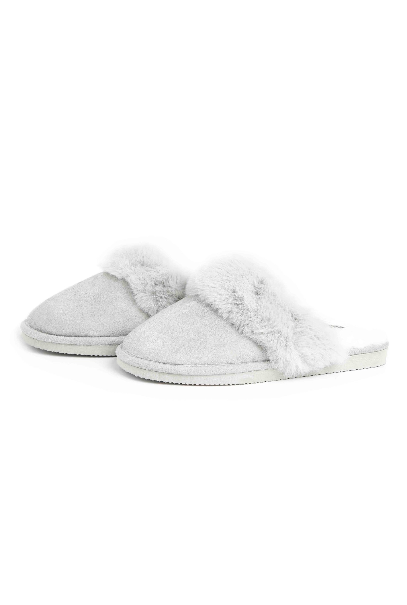 Weird Fish Willow Mule Fluffy Slippers Pearl Grey Size S
