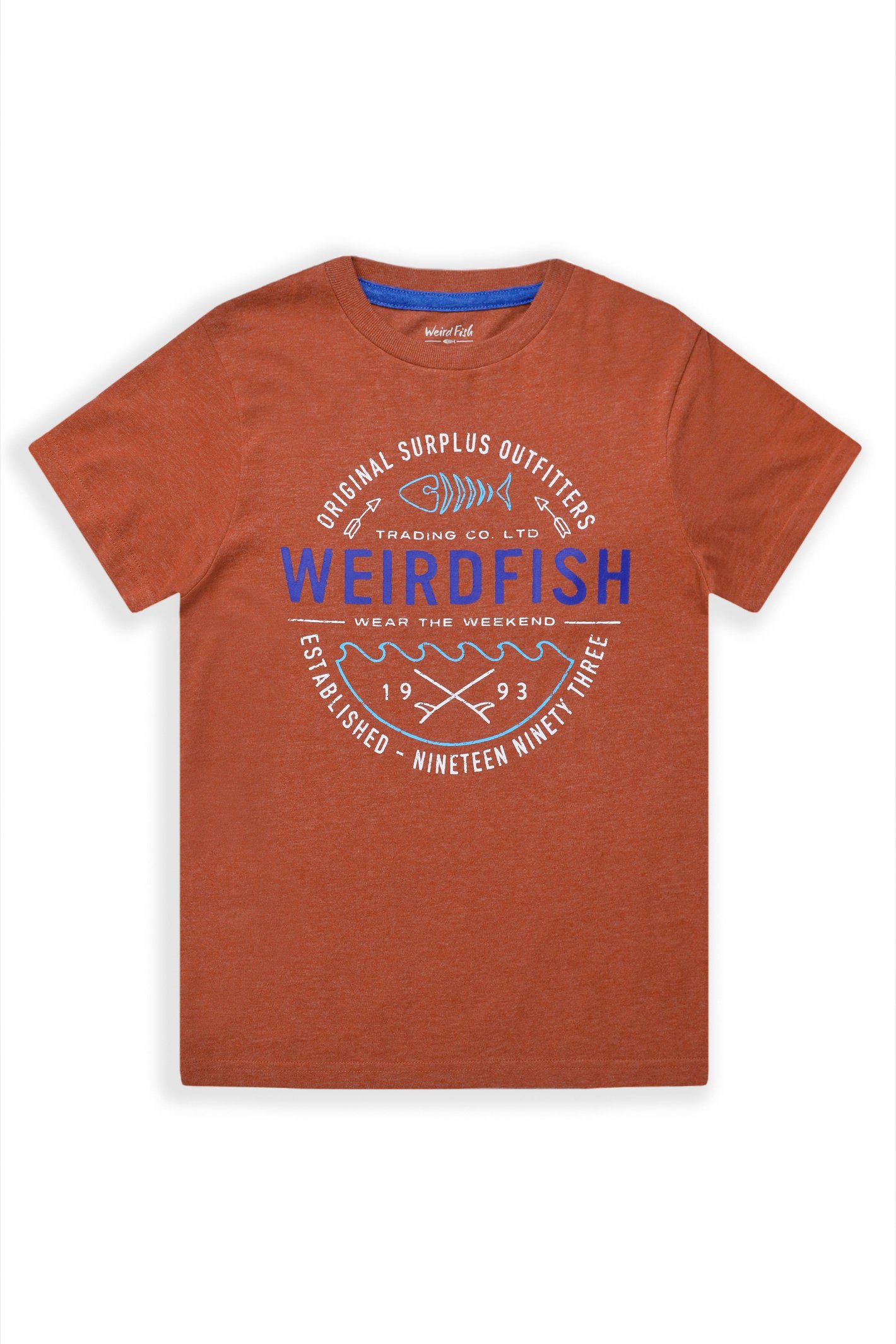 Weird Fish Ripple Kids Eco Graphic T-Shirt Nut Size 11-12