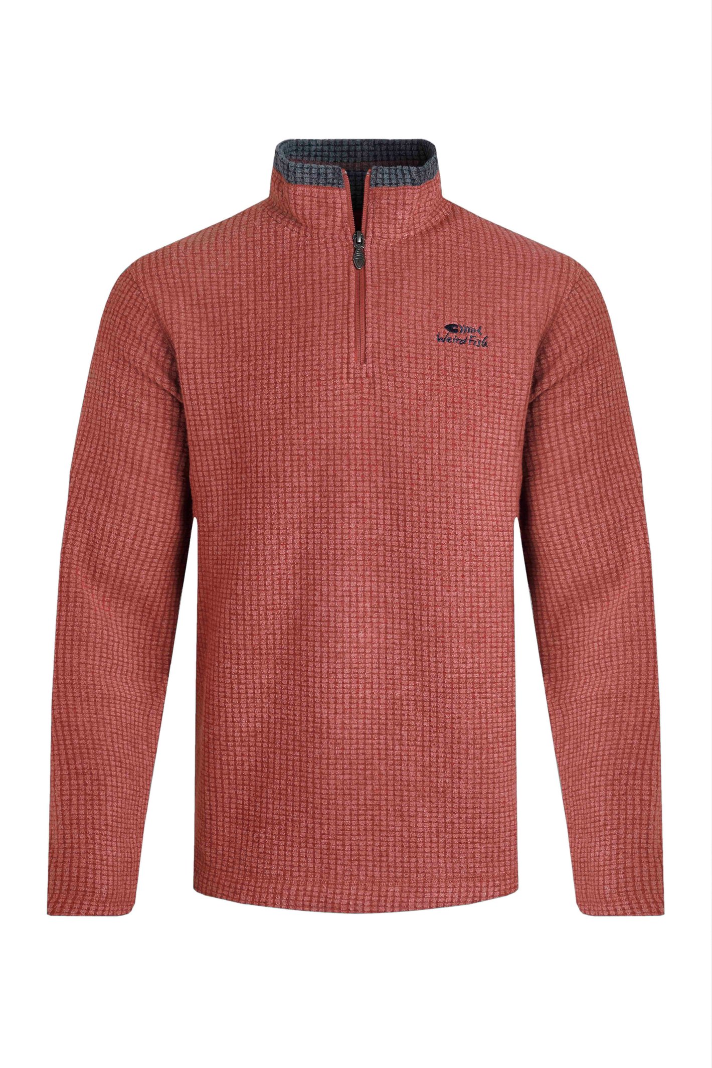 Weird Fish Newark Eco 1/4 Zip Grid Fleece Paprika Size 5XL