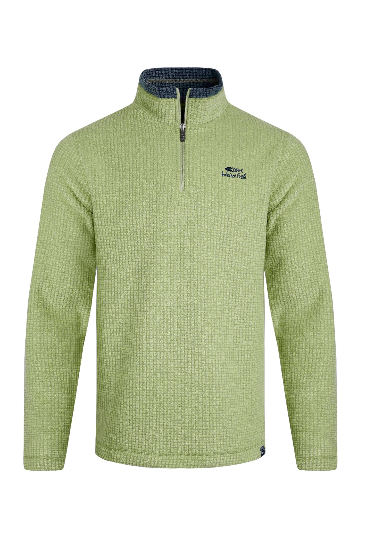 Weird Fish Newark Eco 1/4 Zip Grid Fleece Tarragon Size M