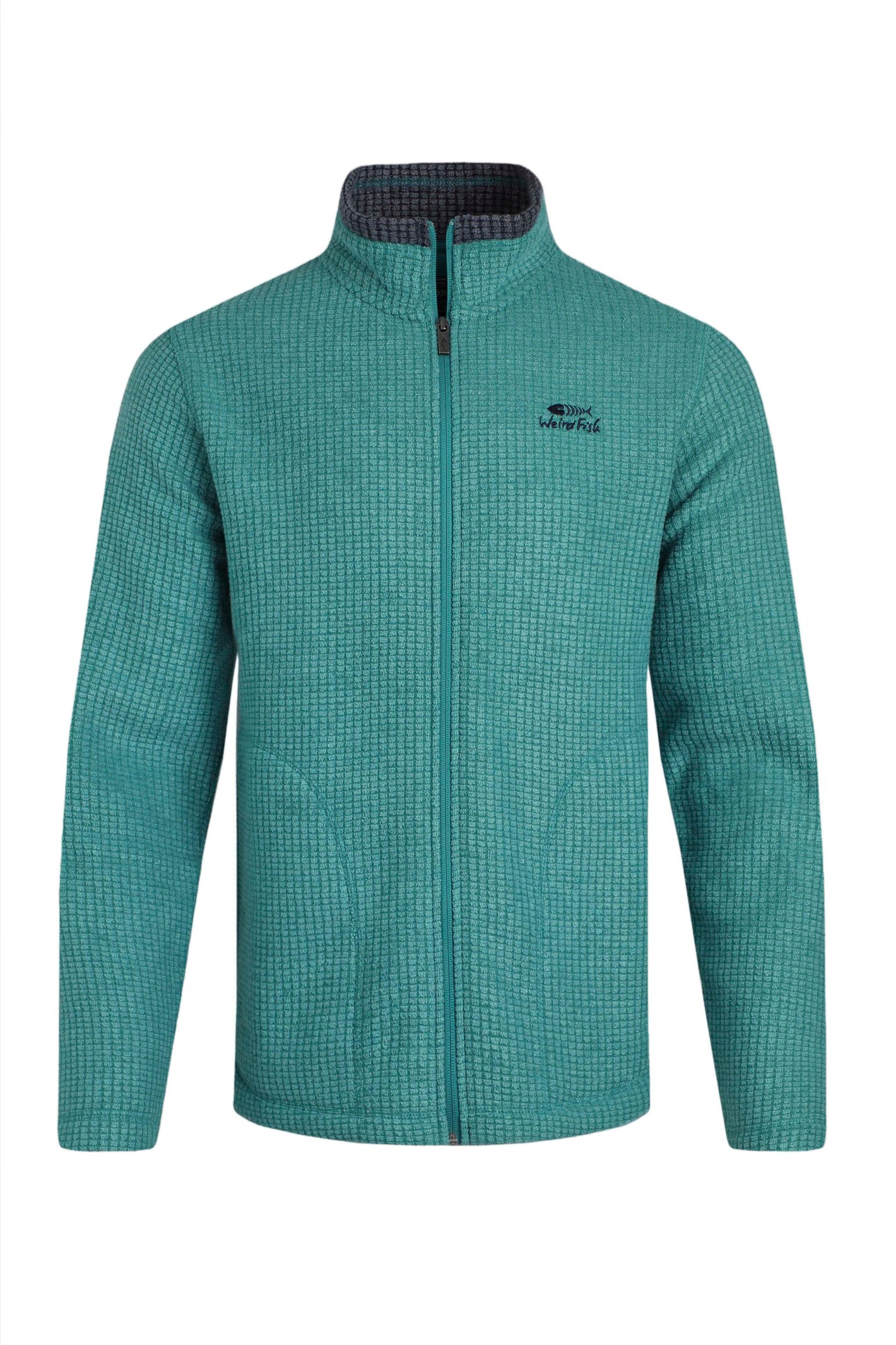 Weird Fish Shires Full Zip Grid Fleece Viridis