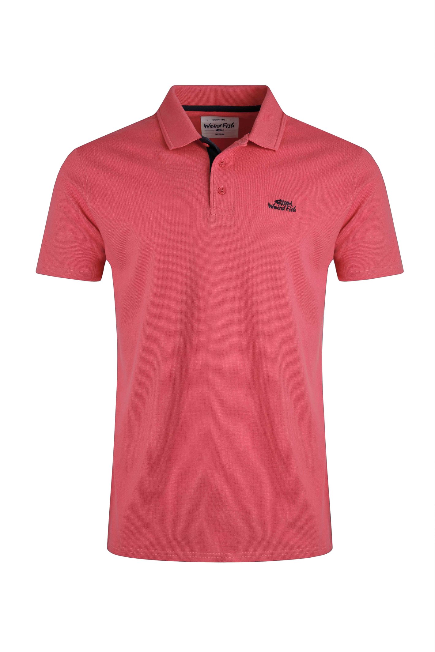 Weird Fish Mens Dark Pink Miles Organic Cotton Pique Polo Xl Large