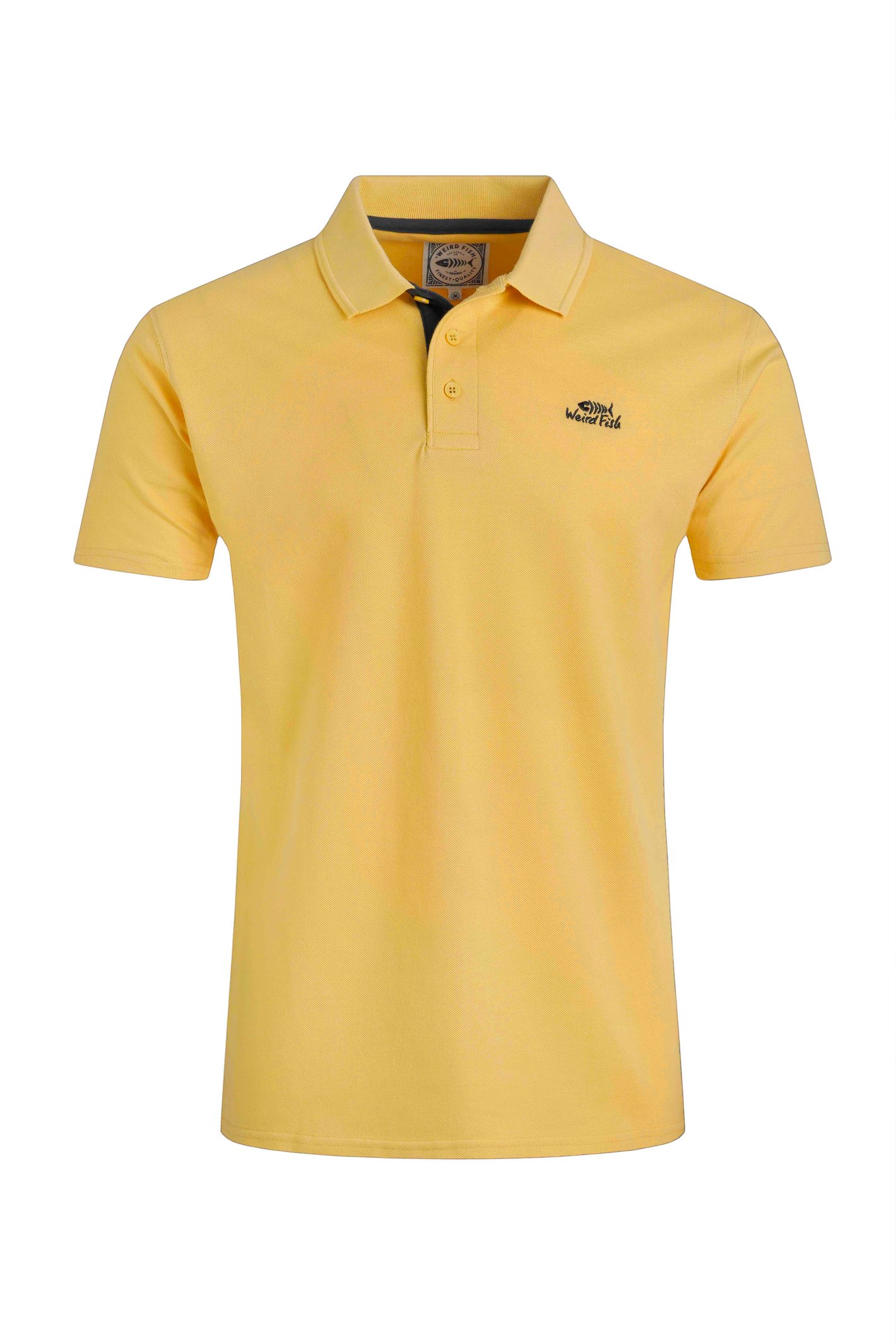 Weird Fish Miles Organic Cotton Pique Polo Lemon Size M