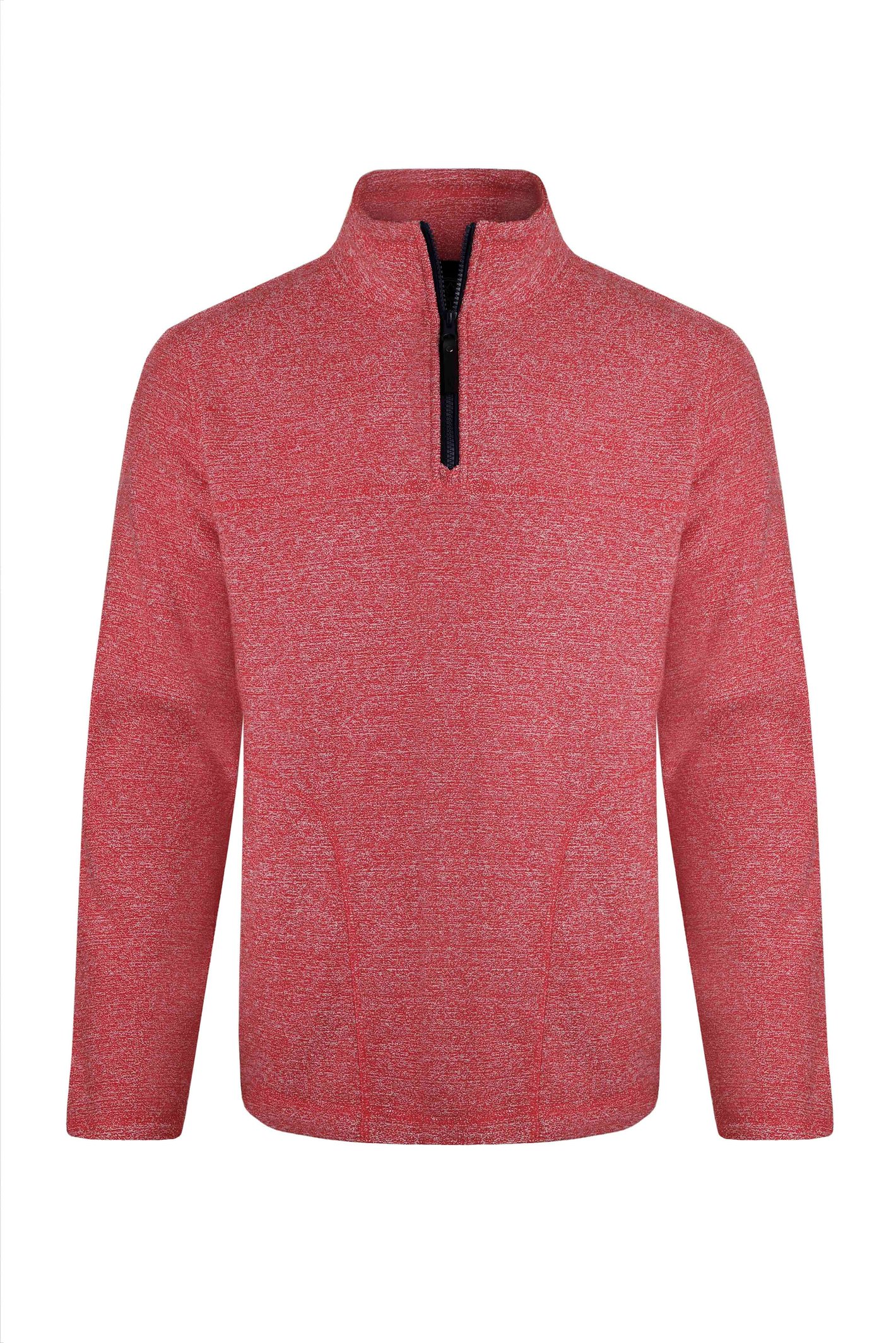 Weird Fish Laramie Eco 1/4 Zip Snow Marl Fleece Tango Red Size M