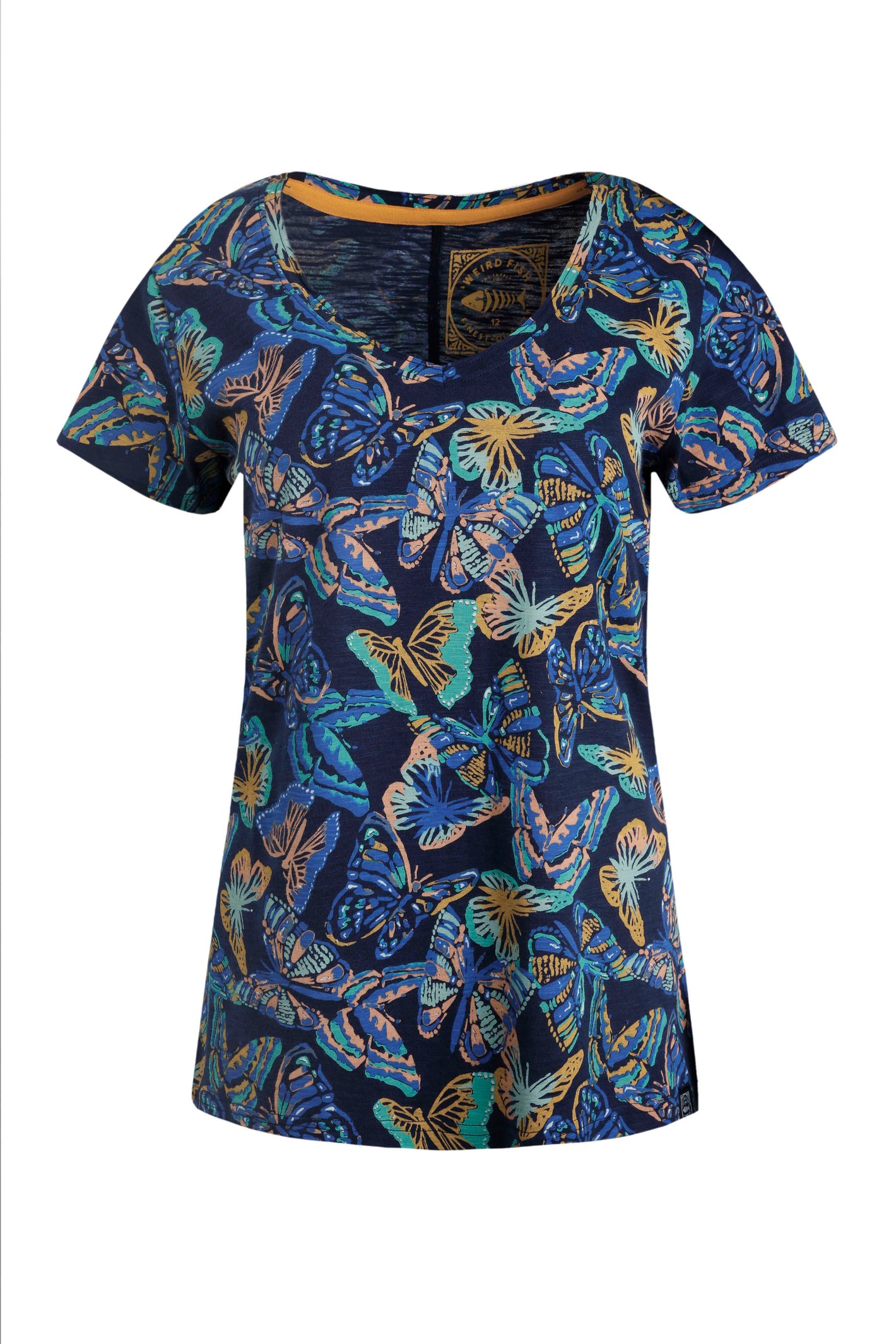 Weird Fish Merica Organic Cotton Printed Jersey T-Shirt Dark Blue Size 20