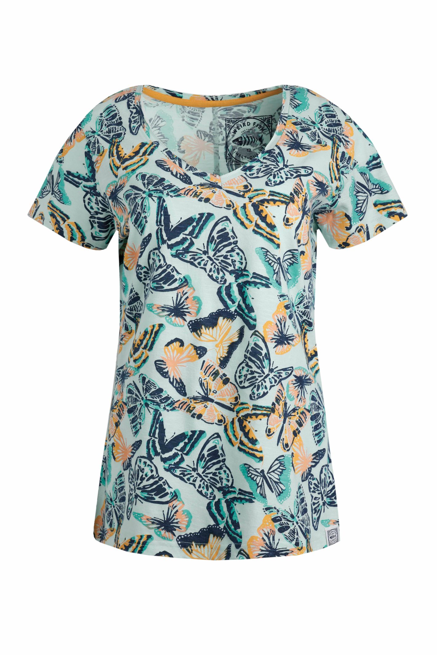 Weird Fish Merica Organic Cotton Printed Jersey T-Shirt Seafoam Size 10