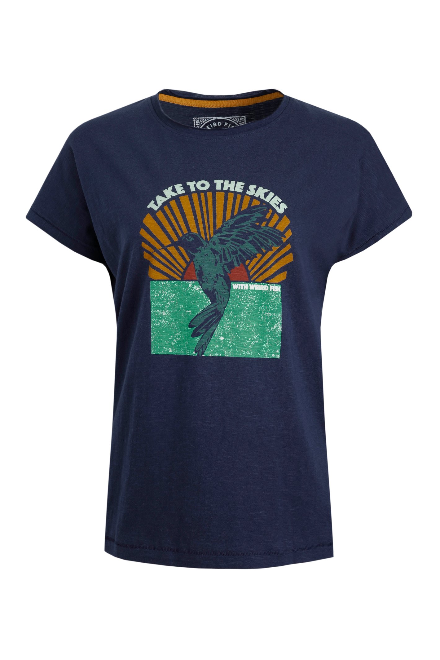 Weird Fish Fly Free Organic Cotton Slub Graphic T-Shirt Dark Blue Size 20