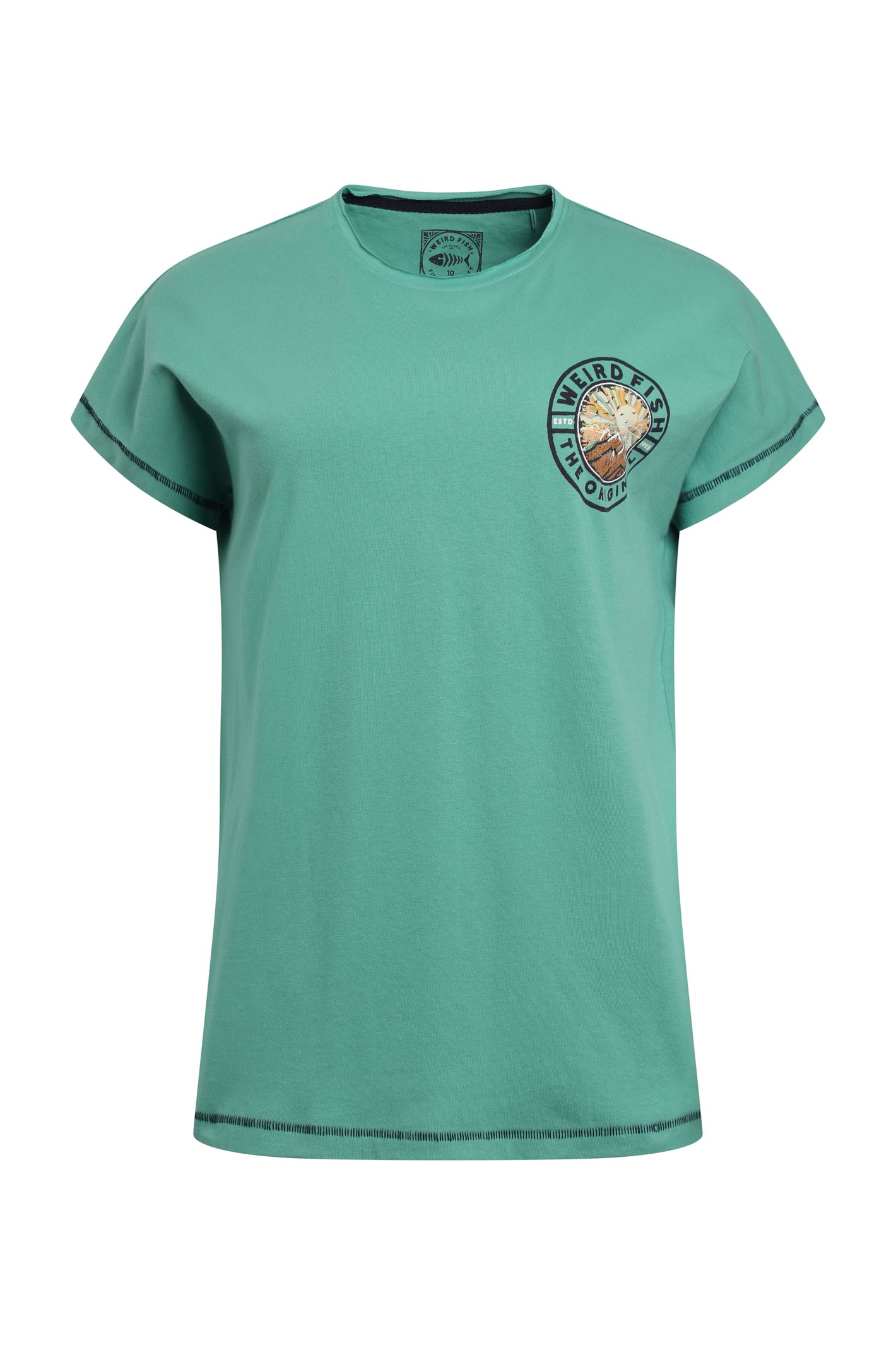 Weird Fish Sunset Summit Back Print Organic Cotton Graphic T-Shirt Dark Jade Size 8