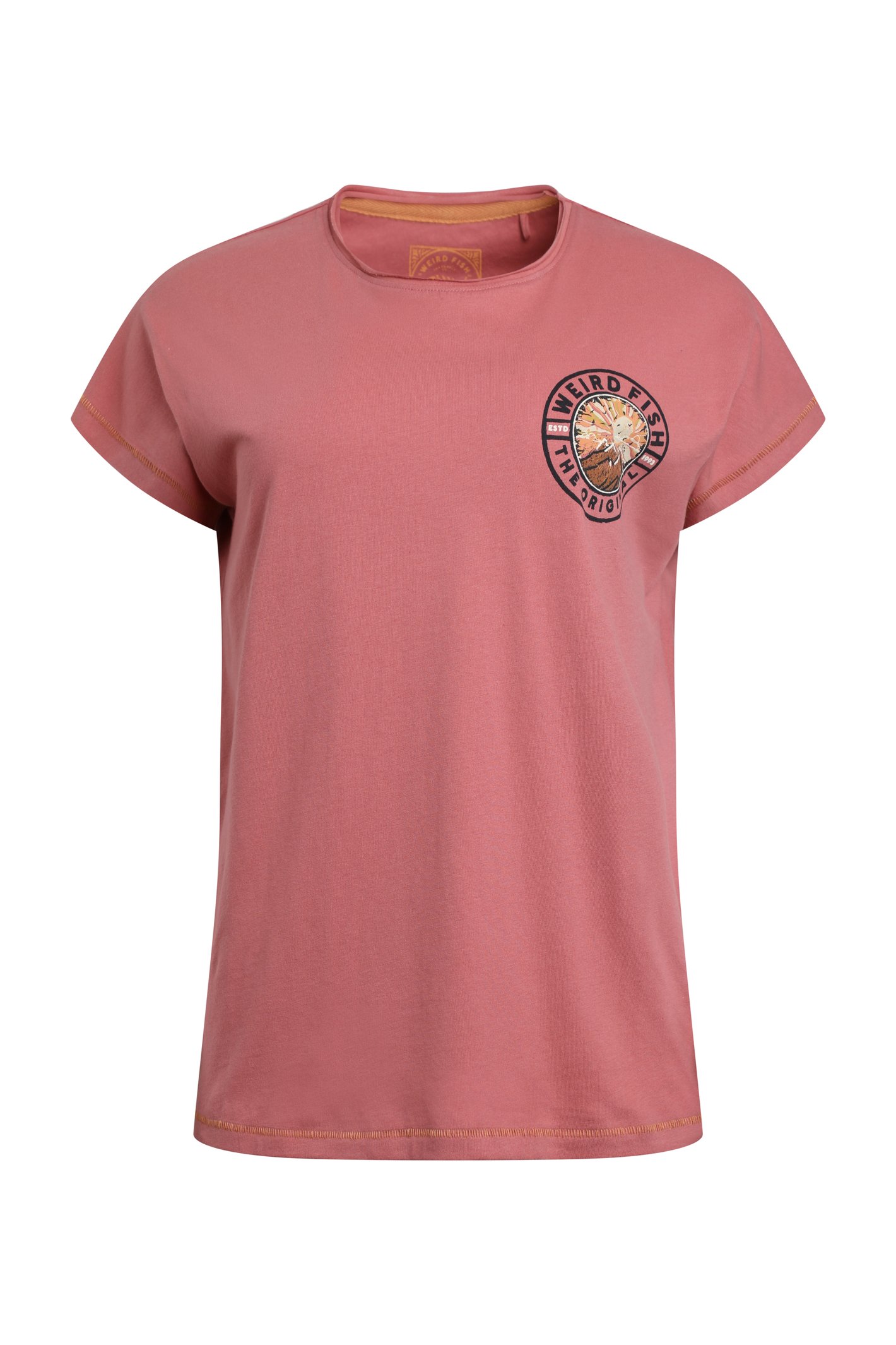 Weird Fish Sunset Summit Back Print Organic Cotton Graphic T-Shirt Rosewood Size 18