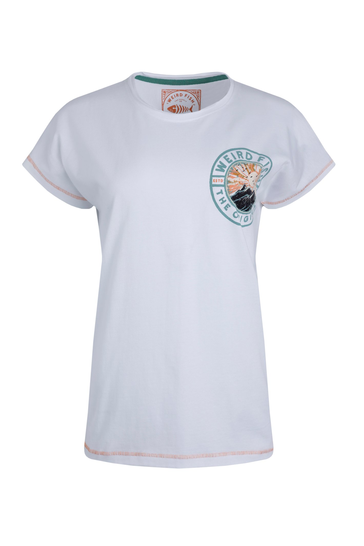 Weird Fish Sunset Summit Back Print Organic Cotton Graphic T-Shirt White Size 10