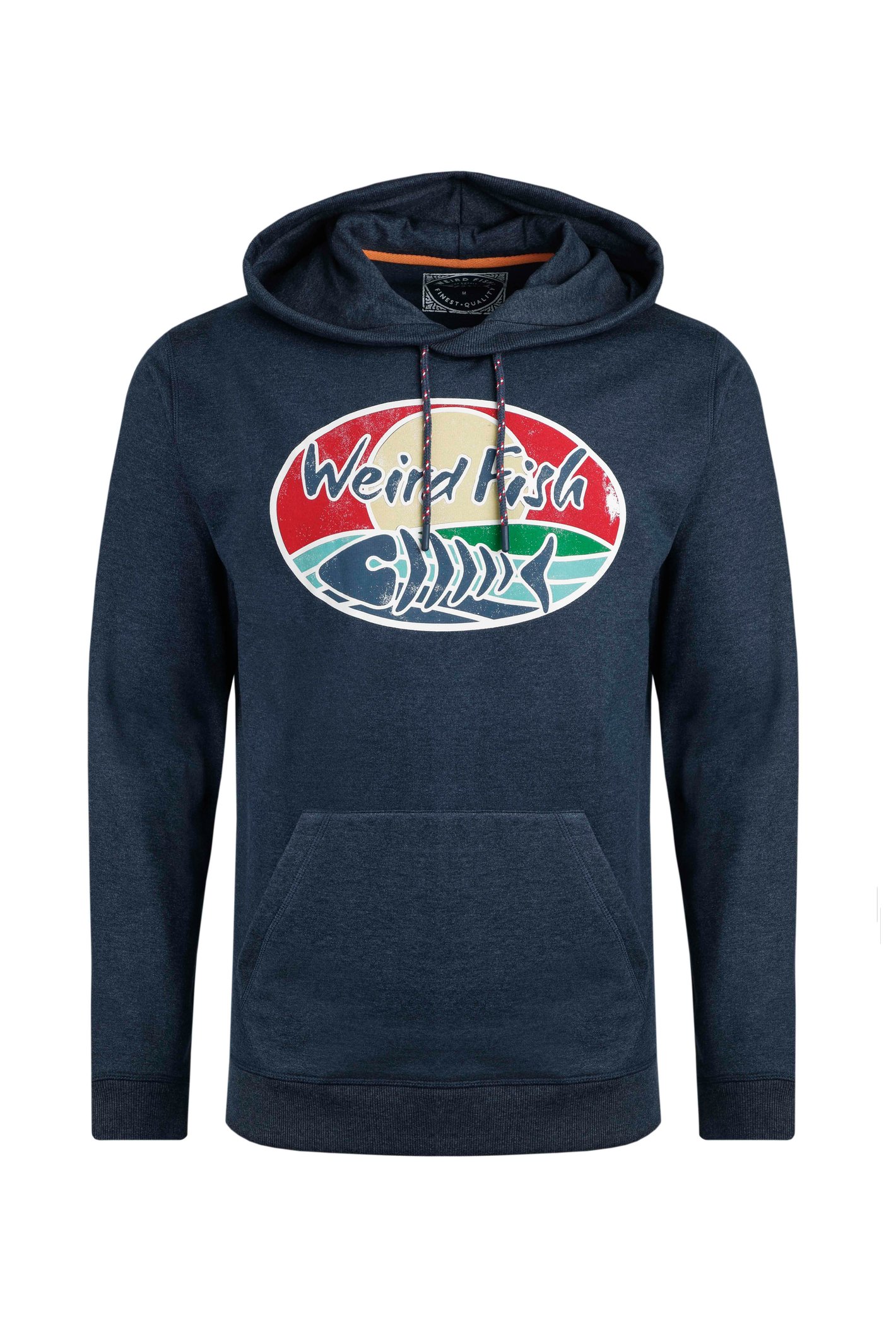 Weird Fish Bryant Front Print Graphic Popover Hoodie Navy Size S