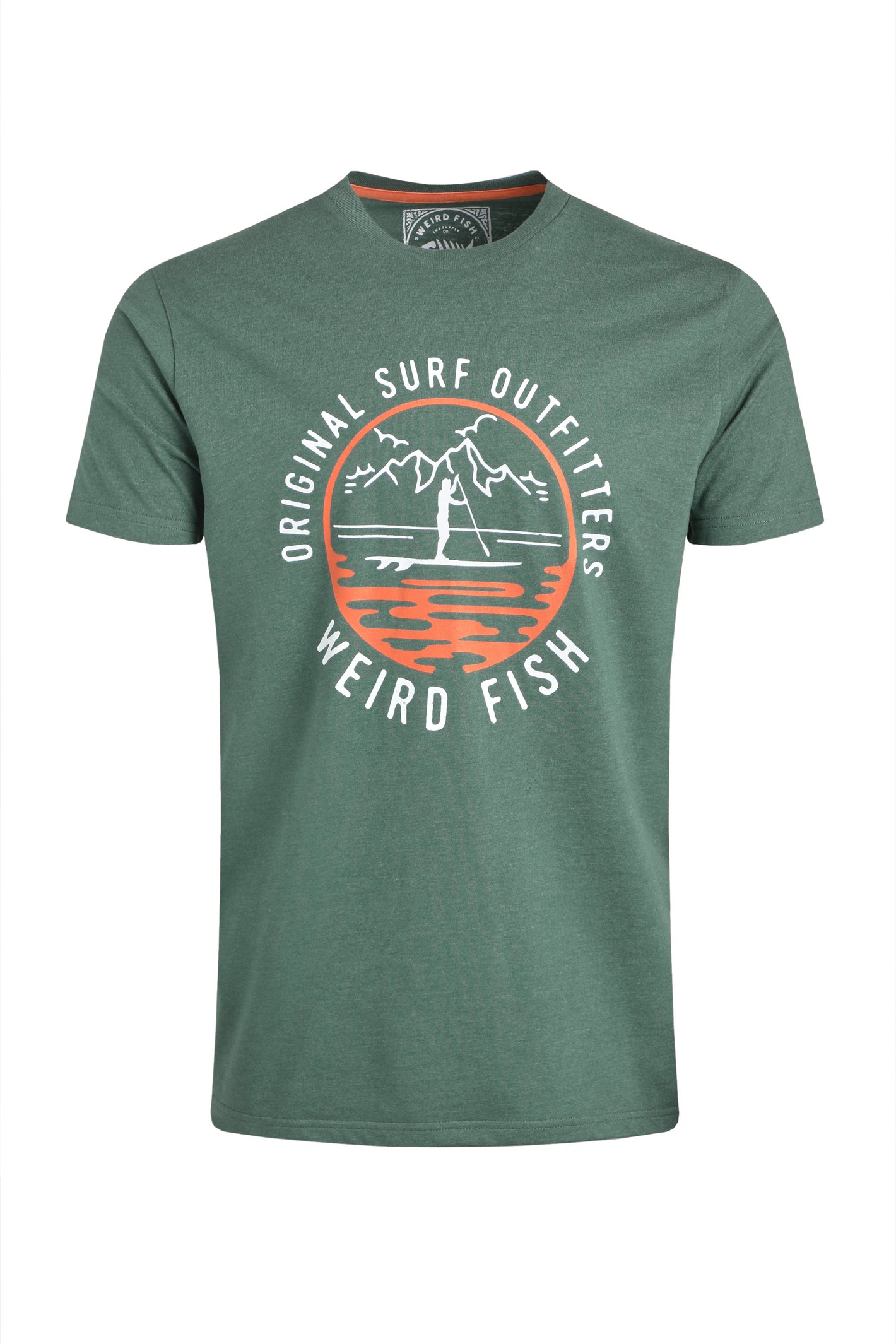Weird Fish Paddle Front Print Graphic T-Shirt Dusky Green Size M