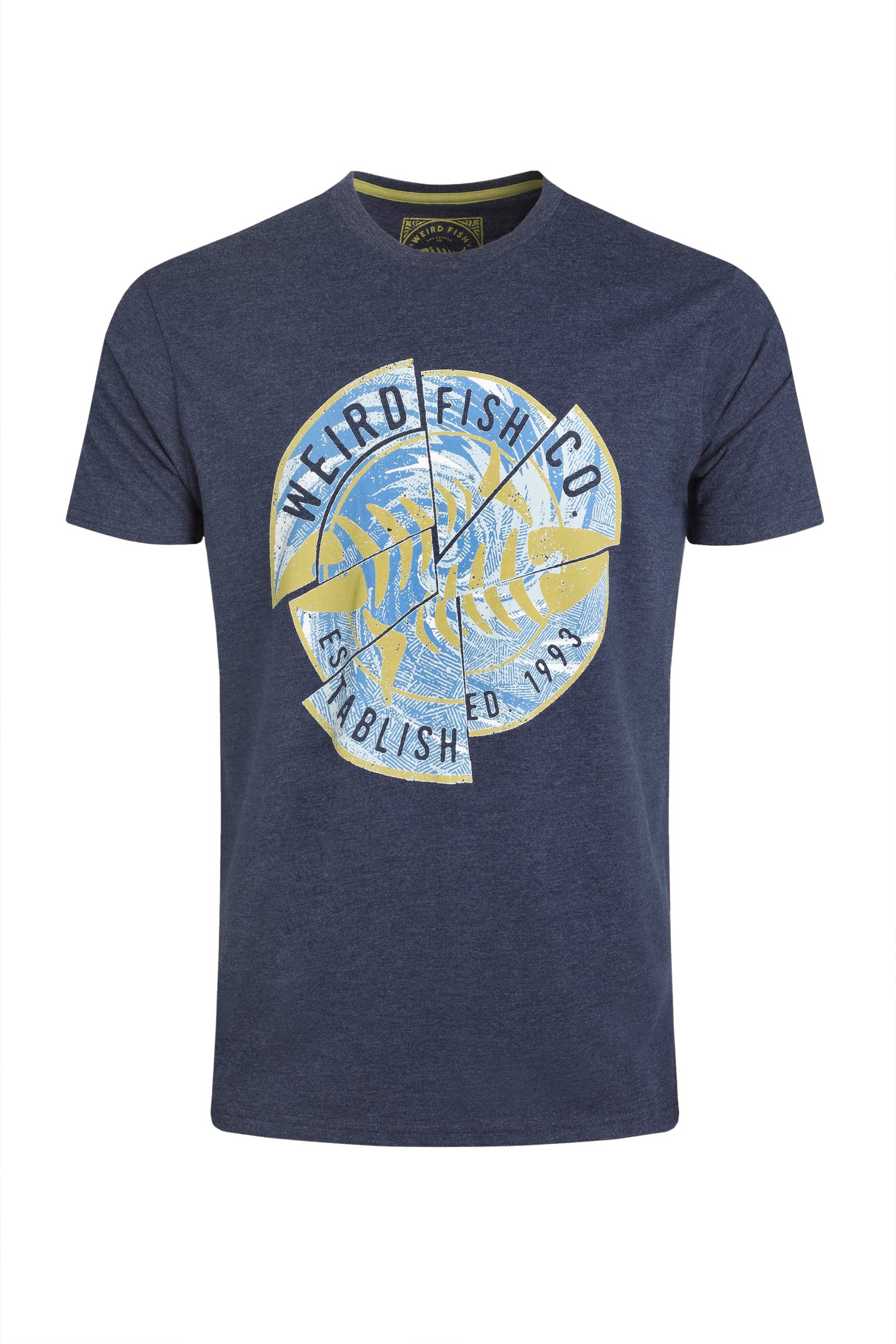 Weird Fish Vortex Front Print Graphic T-Shirt Dark Blue Size XL