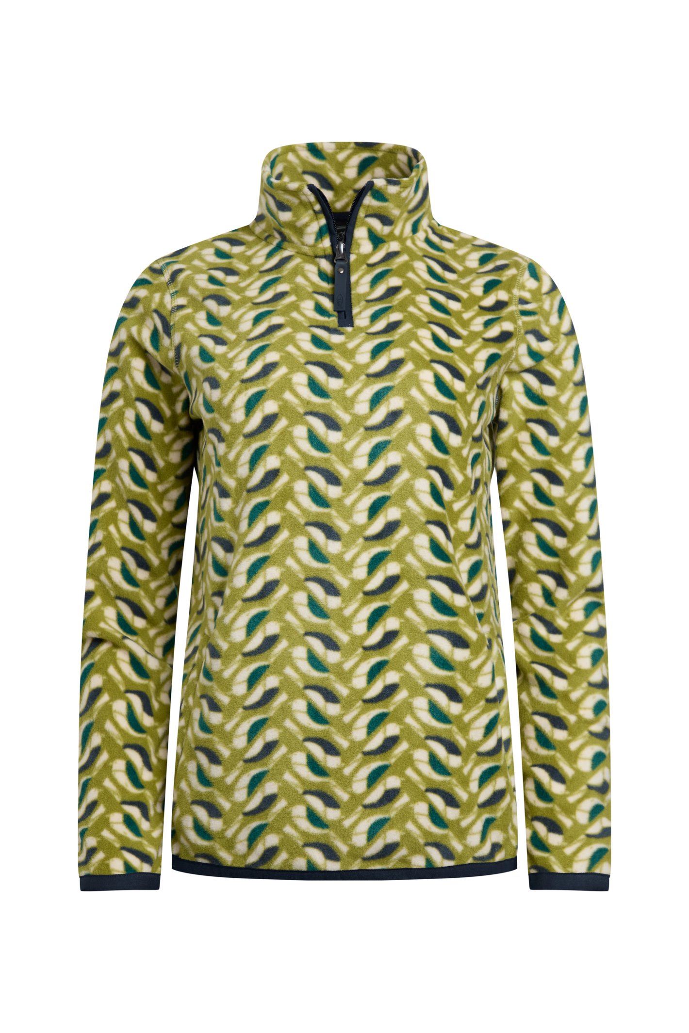 Weird Fish Reena 1/4 Zip Printed Microfleece  Warm Olive Size 8