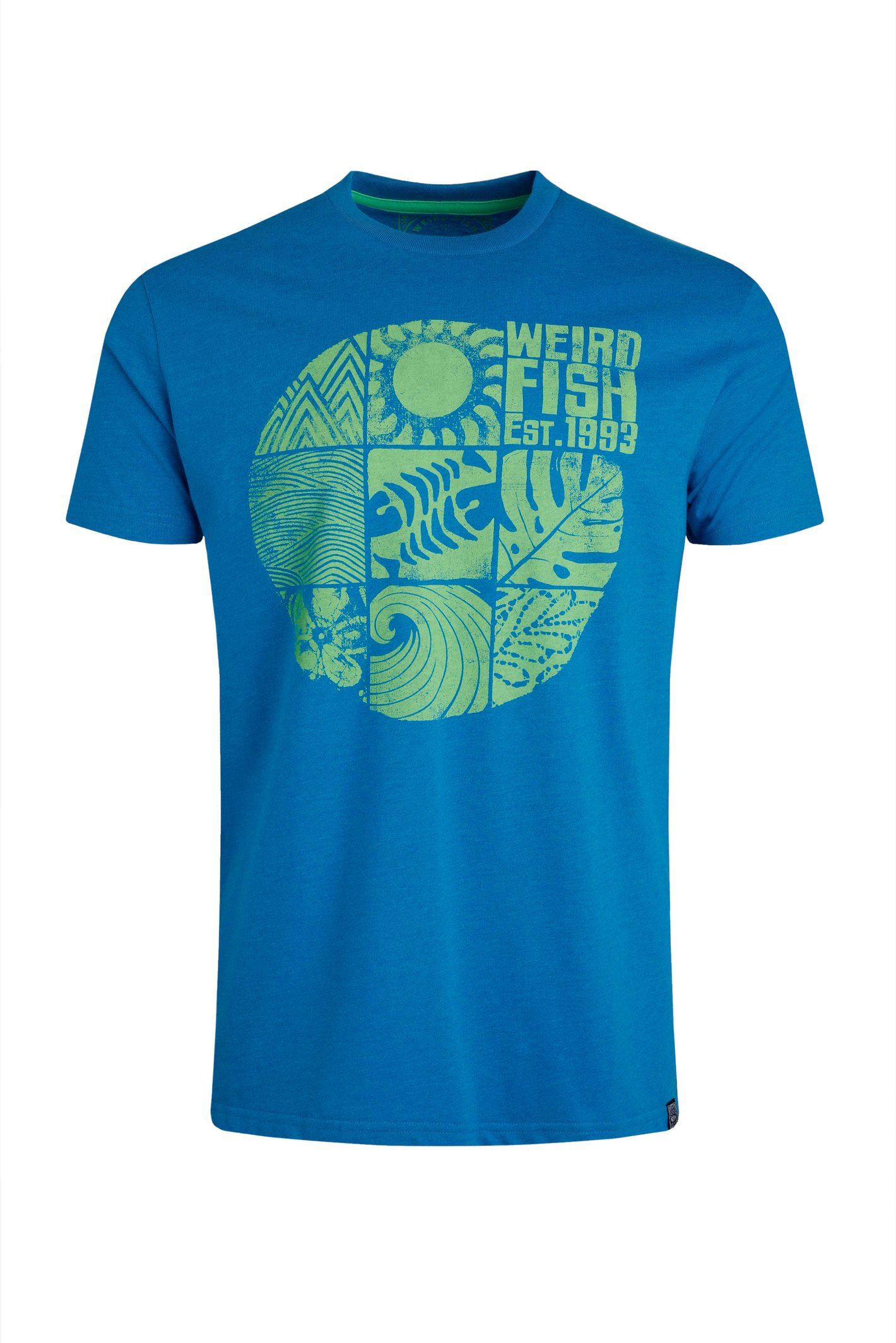 Weird Fish Summer Sector Front Print Eco Graphic T-Shirt Lagoon Blue Size 5XL