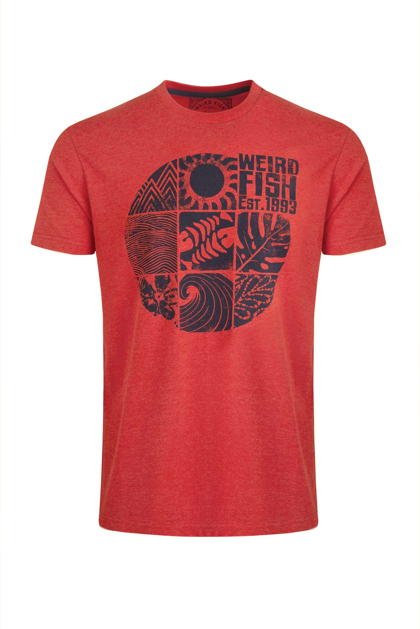 Weird Fish Summer Sector Front Print Eco Graphic T-Shirt Retro Red Size S
