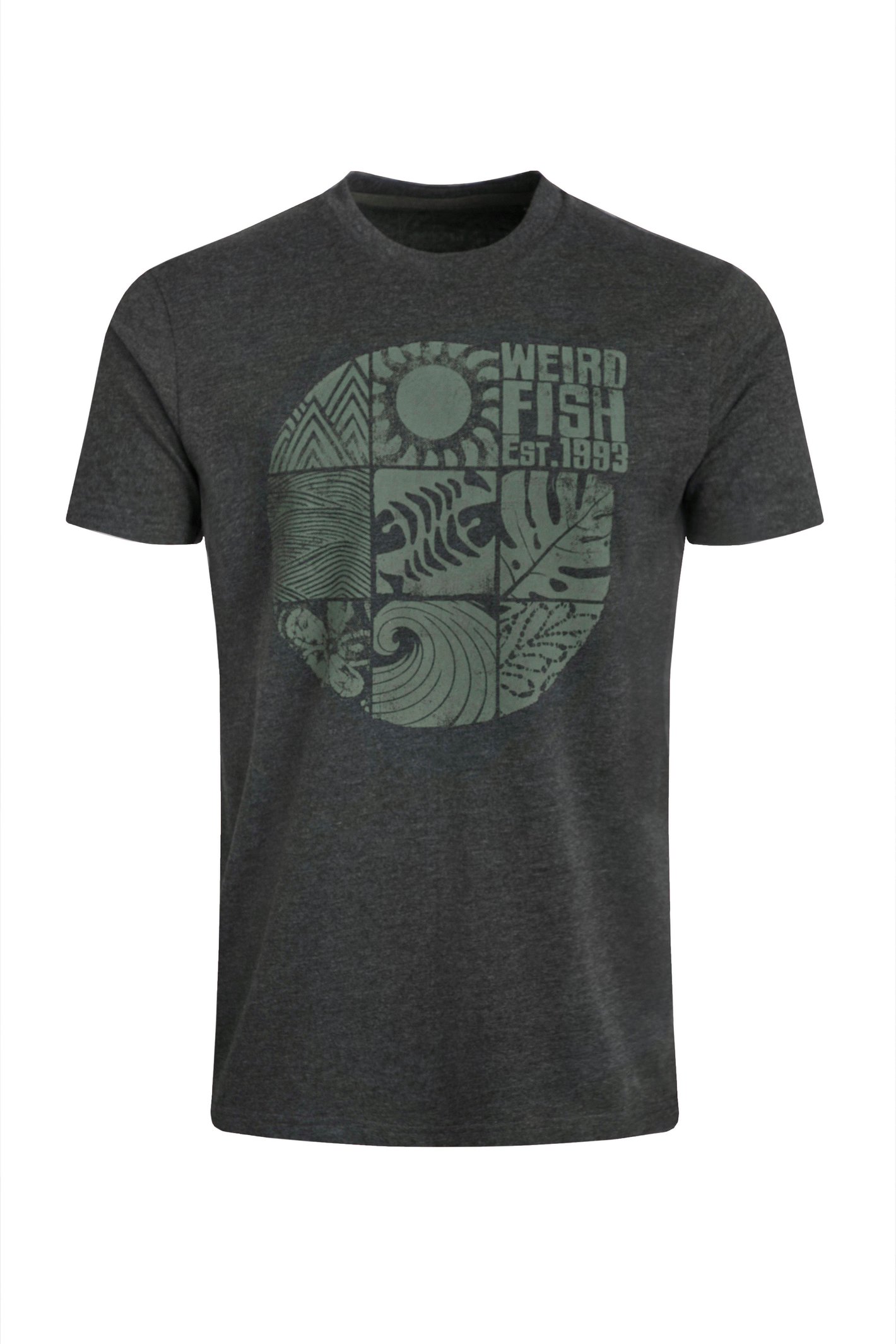 Weird Fish Summer Sector Front Print Eco Graphic T-Shirt Washed Black Size S