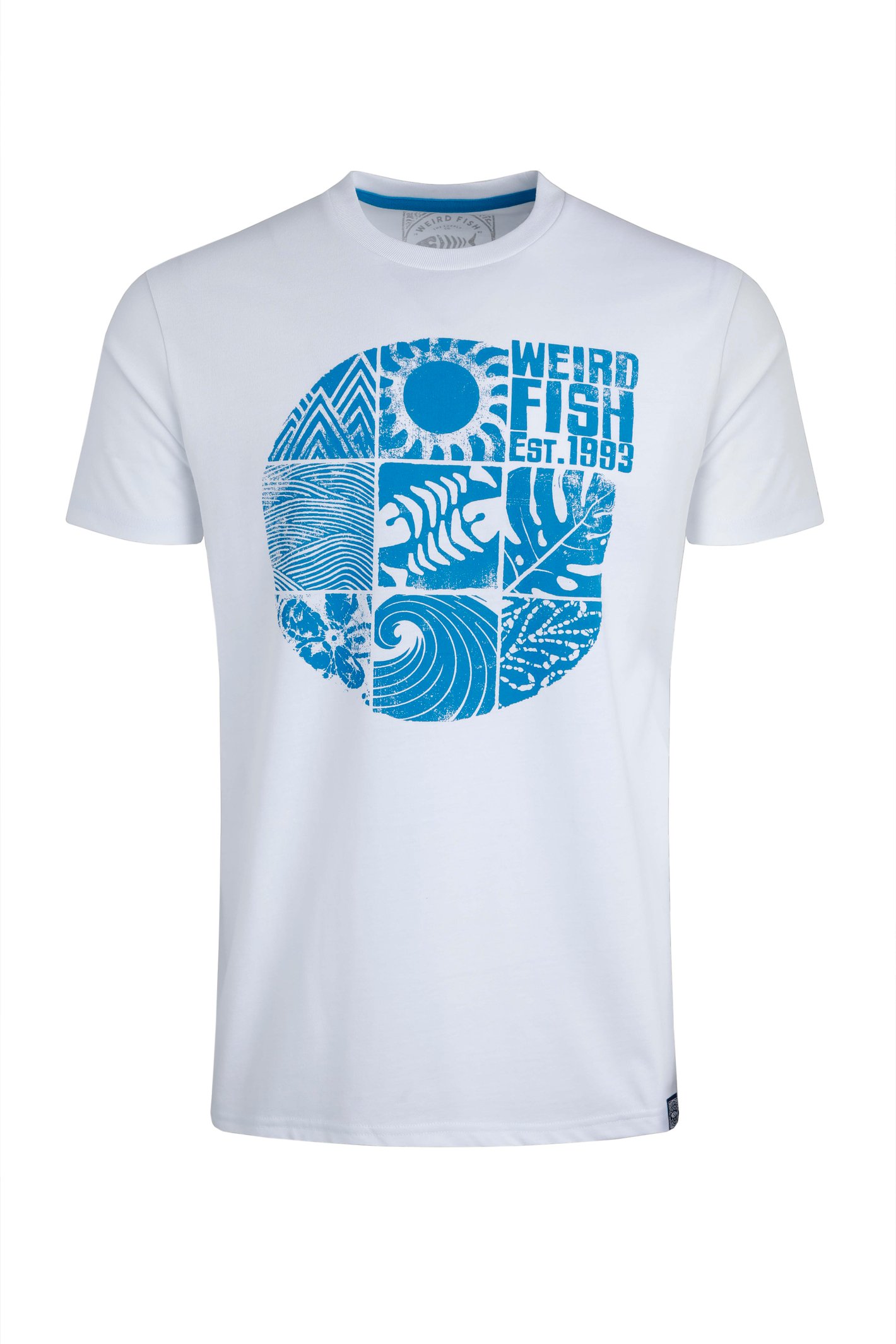 Weird Fish Summer Sector Front Print Eco Graphic T-Shirt White Size M