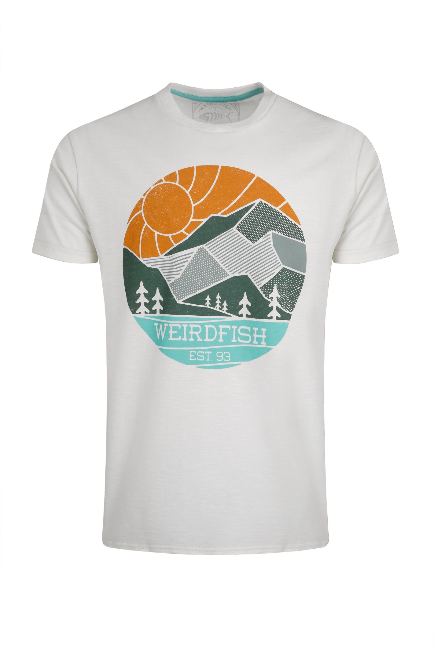 Weird Fish Foothills Organic Cotton Front Print T-Shirt Dusty White Size XL