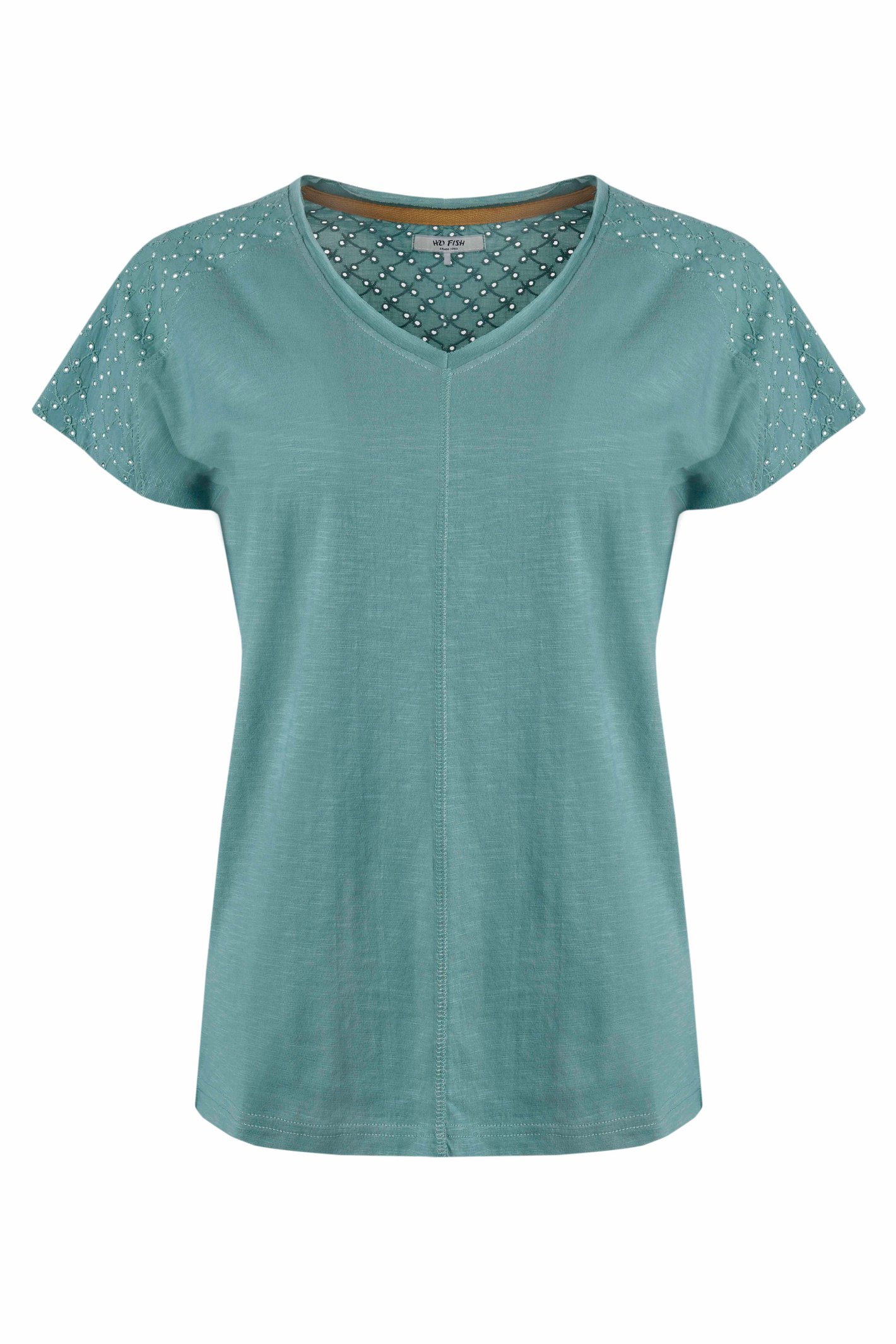 Weird Fish Pernille Organic Cotton Cutaway T-Shirt Mineral Blue Size 12