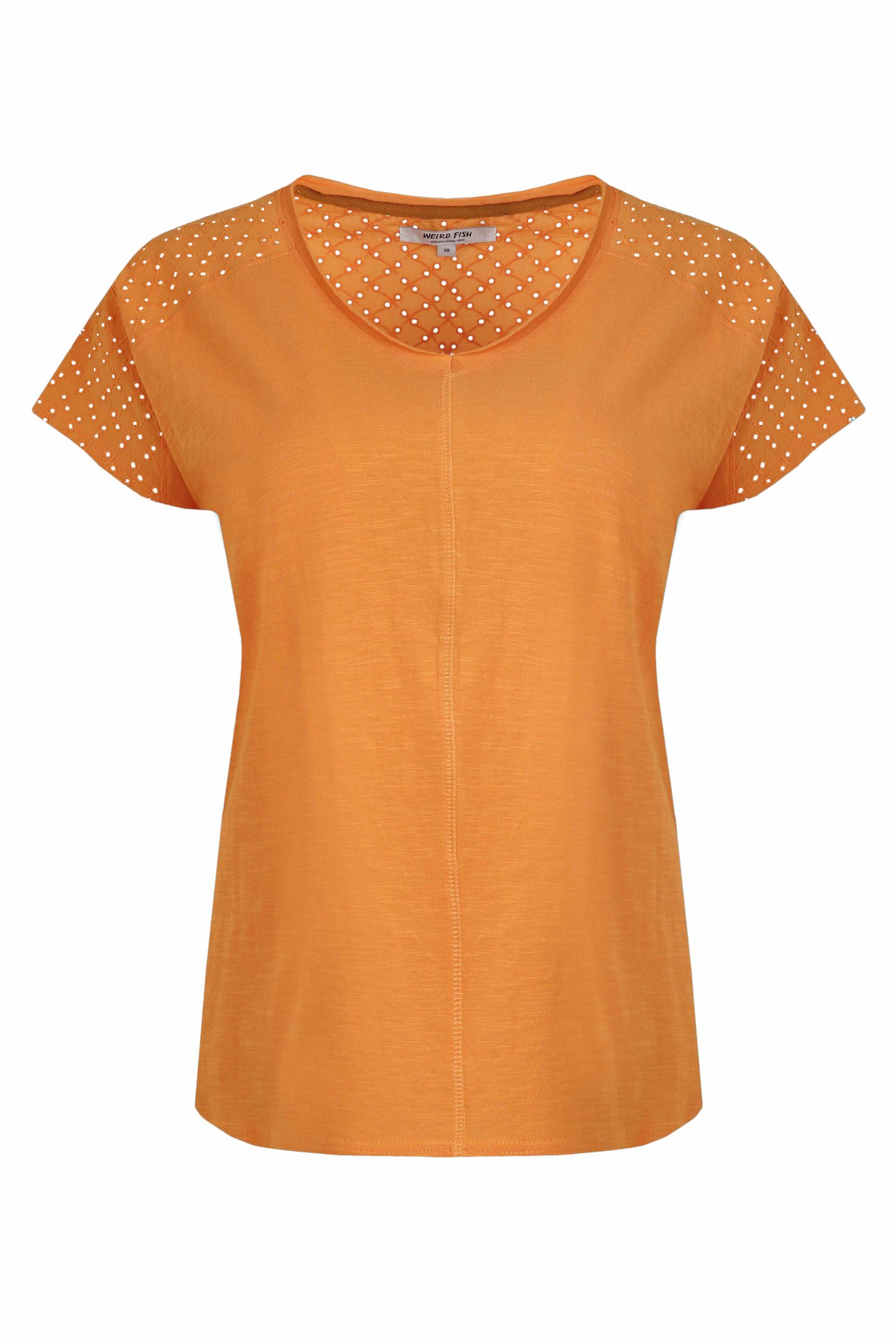 Weird Fish Pernille Organic Cotton Cutaway T-Shirt Orange Size 14