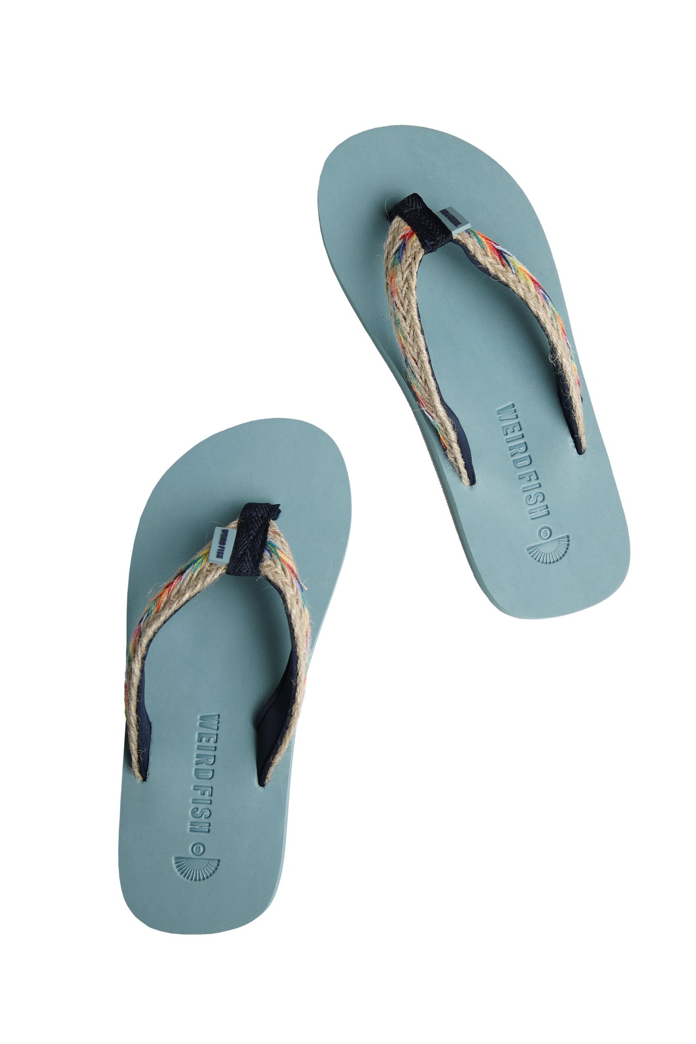 Weird Fish Adila Braided Flip Flops Mineral Blue Size 4
