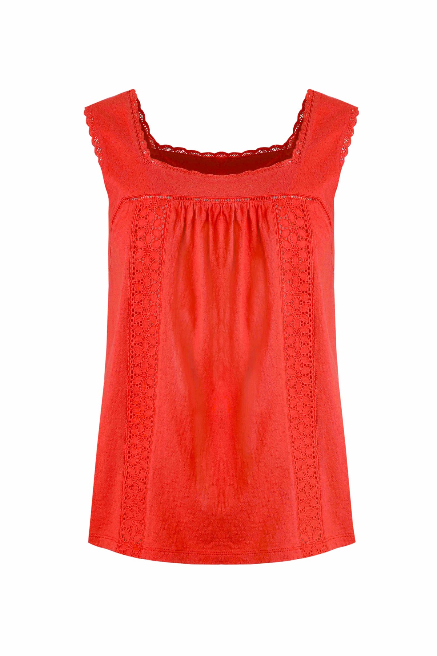 Weird Fish Chelle Organic Cotton Jersey Square Neck Vest Tango Red Size 18