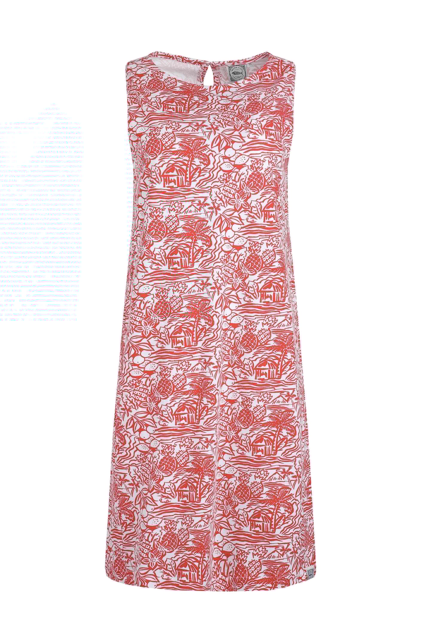 Weird Fish Adenea Organic Cotton Jersey Shift Dress Rich Red Size 12