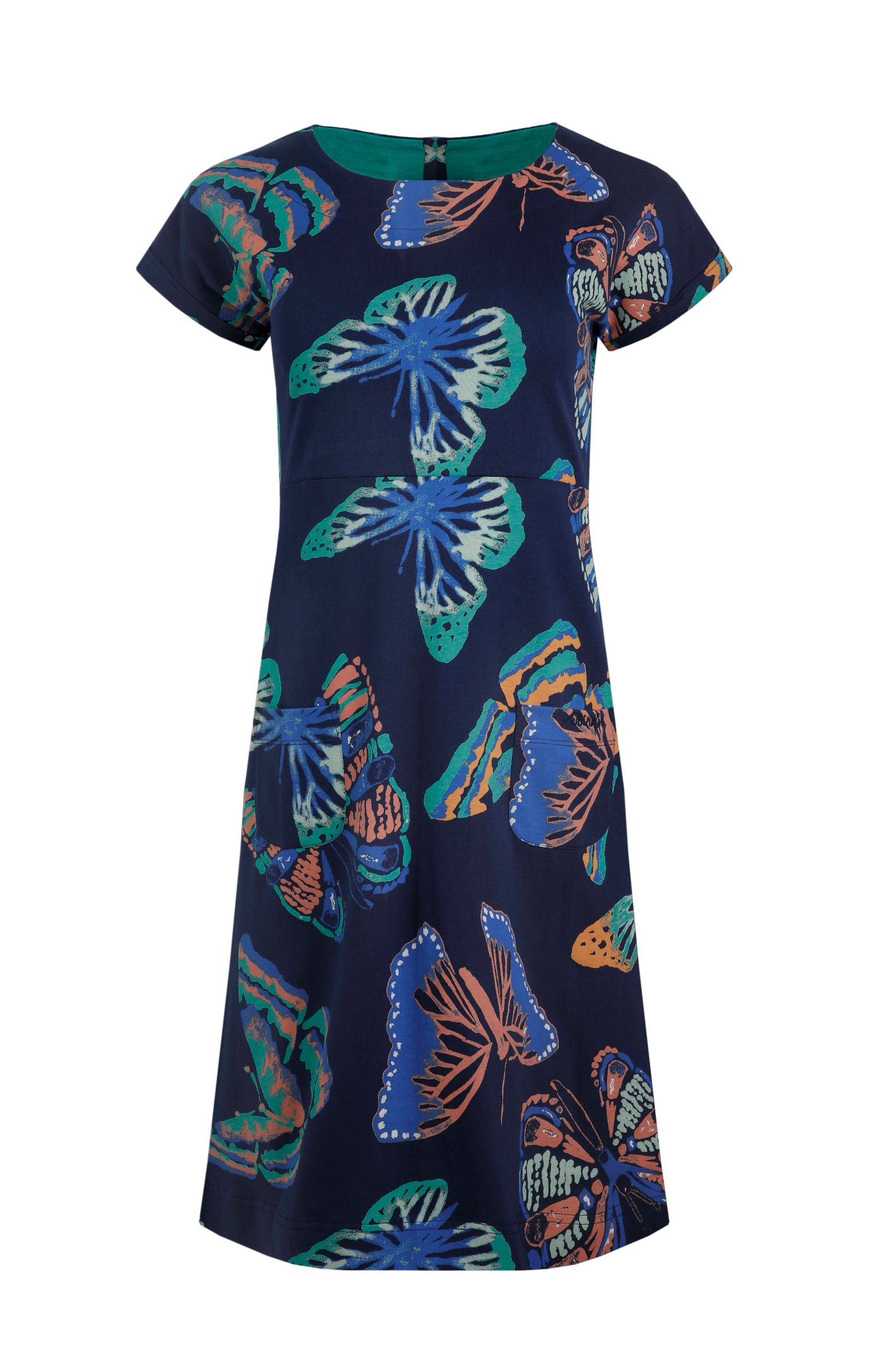 Weird Fish Tallahassee Organic Jersey Dress Dark Blue Size 18