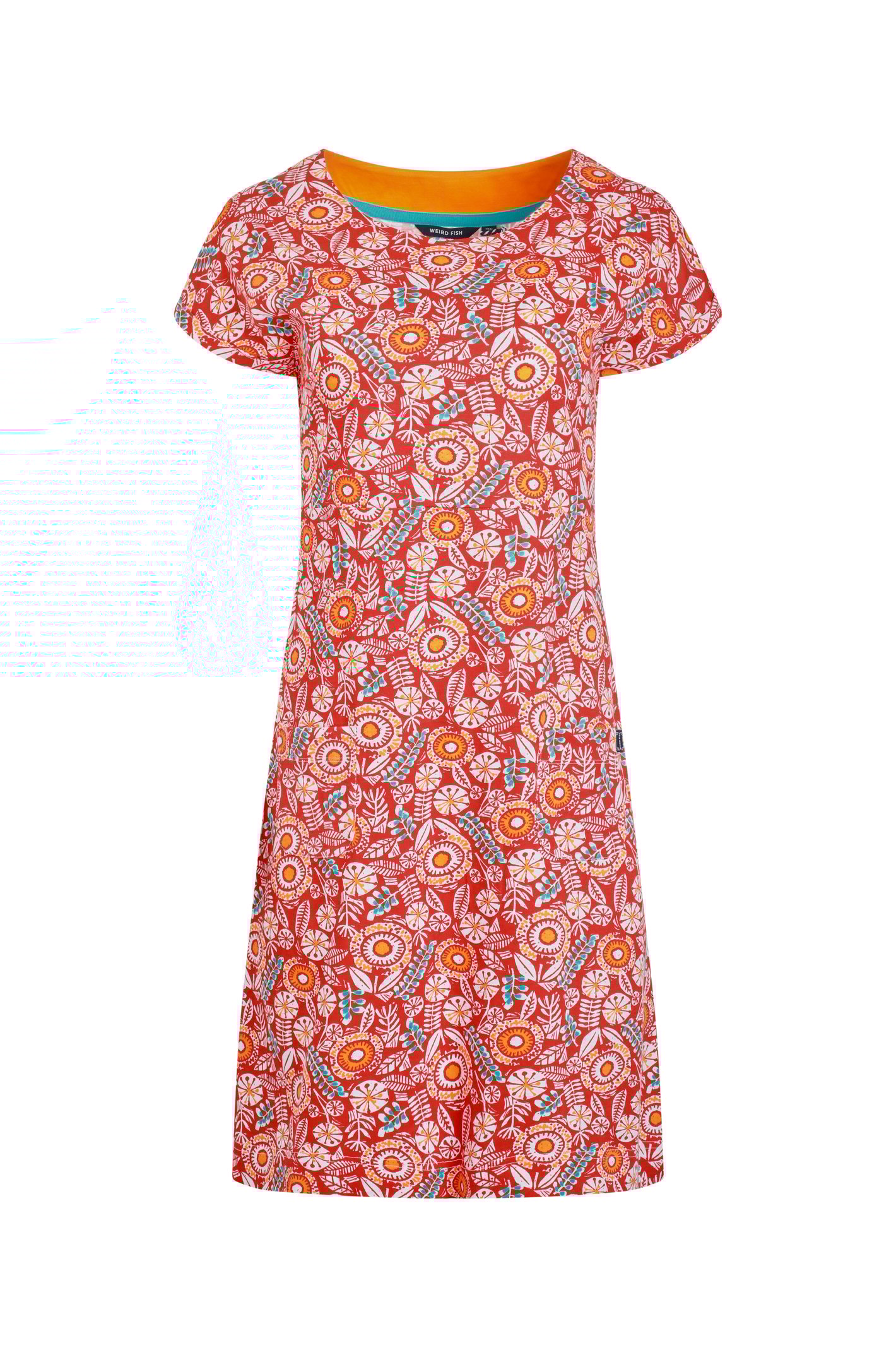 Weird Fish Tallahassee Organic Jersey Dress Tango Red Size 16