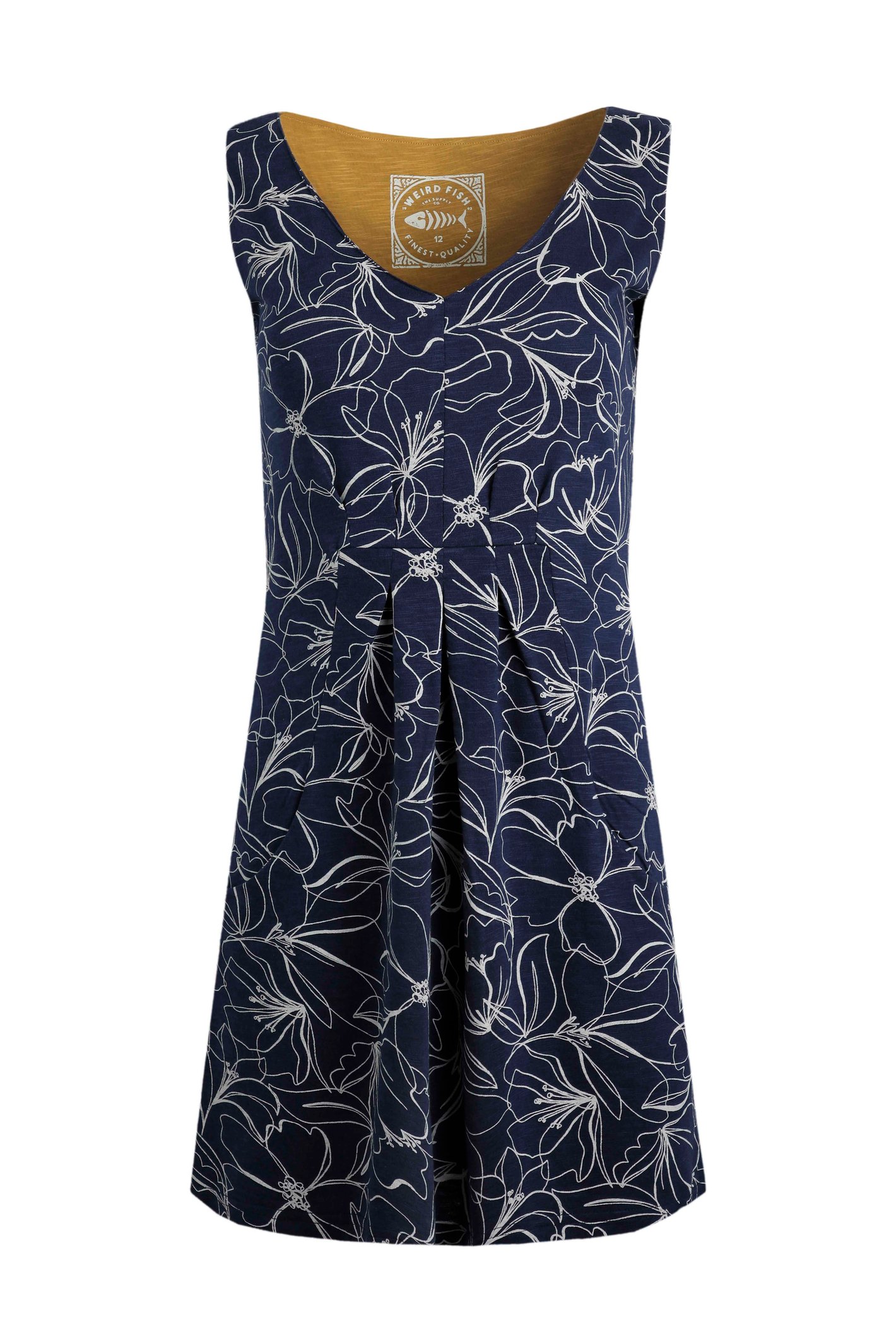 Weird Fish Indus Printed Jersey Tunic Dark Navy Size 12
