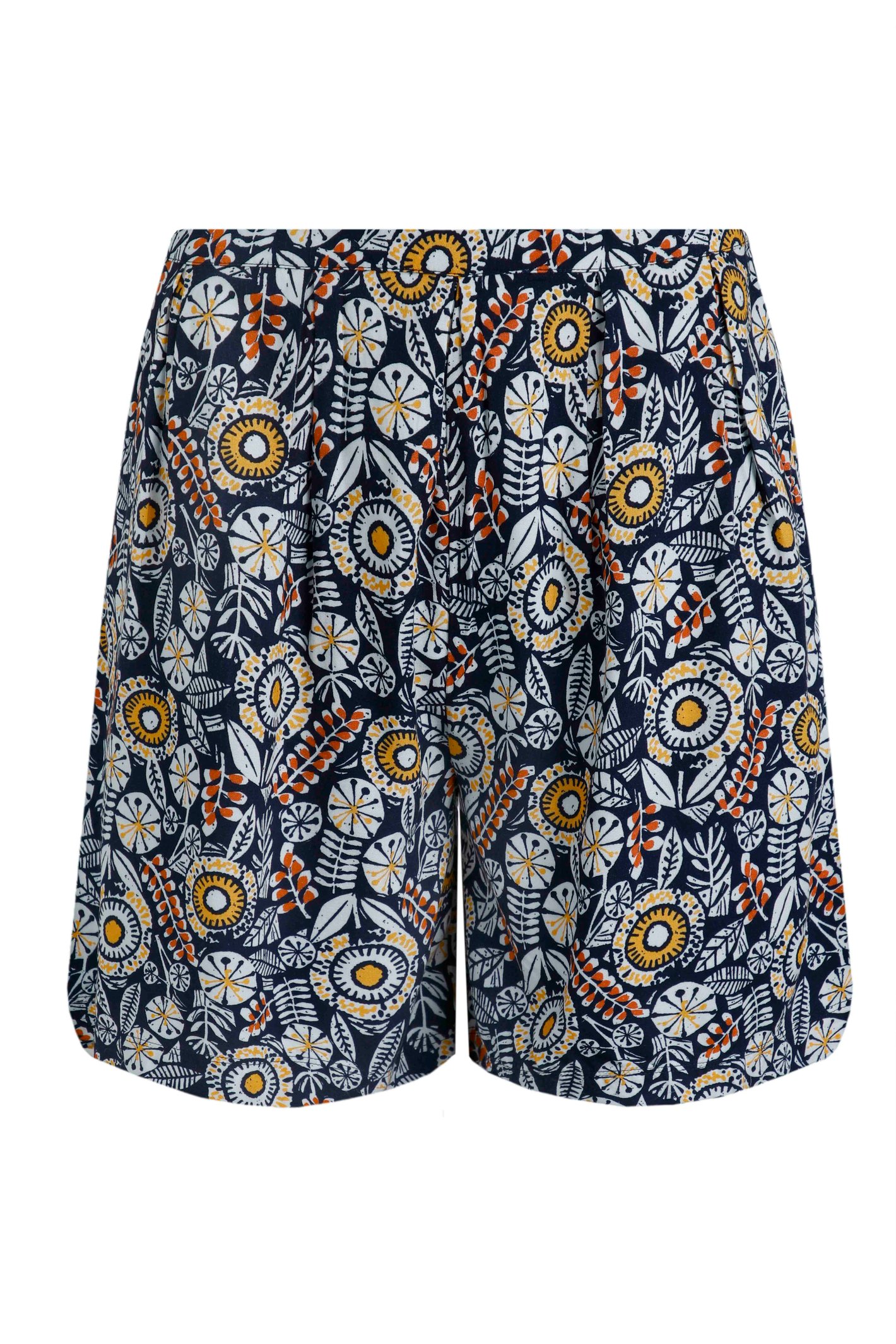 Weird Fish Sundance Eco Viscose Printed Shorts Navy Size 14
