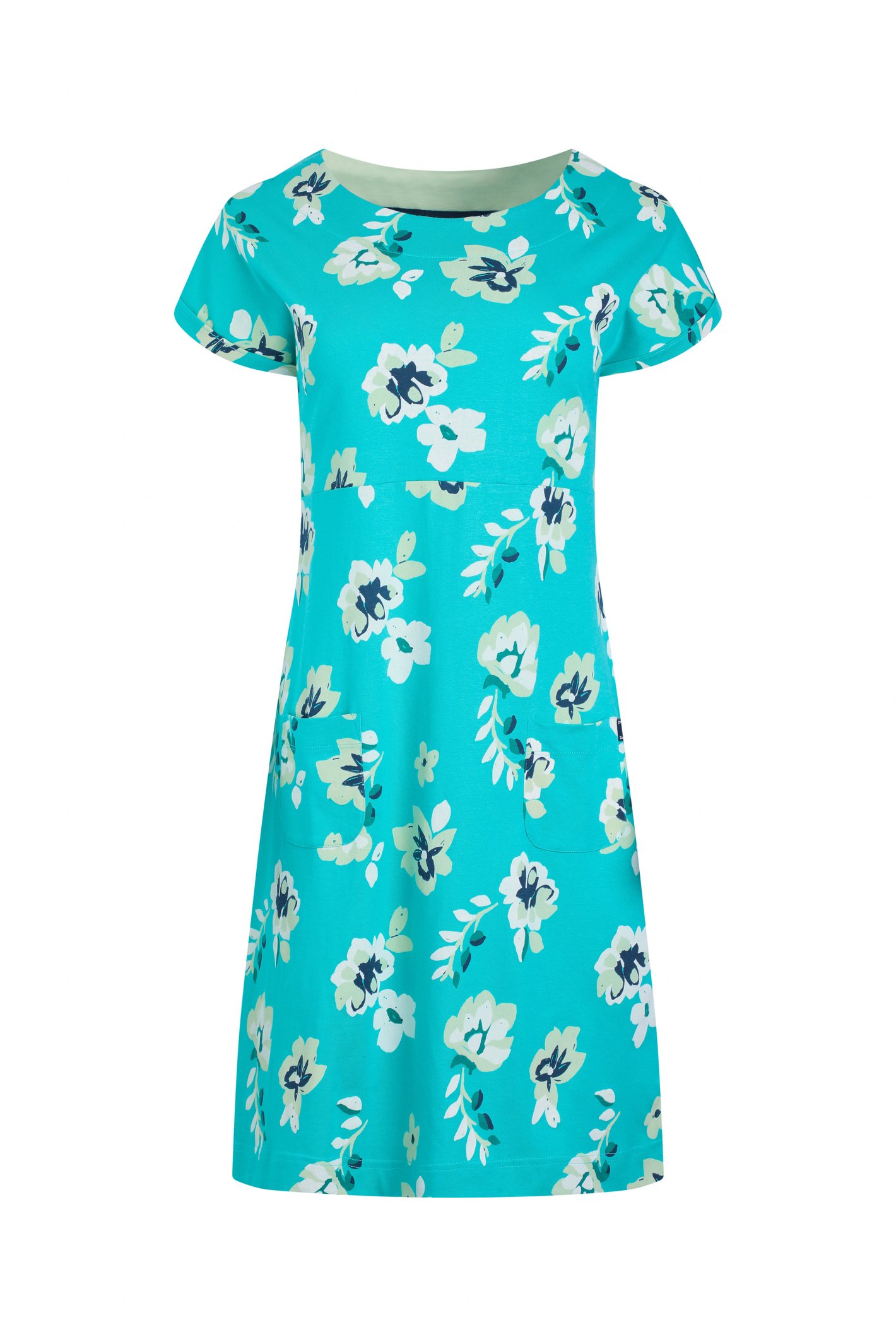Weird Fish Tallahassee Organic Jersey Dress Blue Shine Size 12