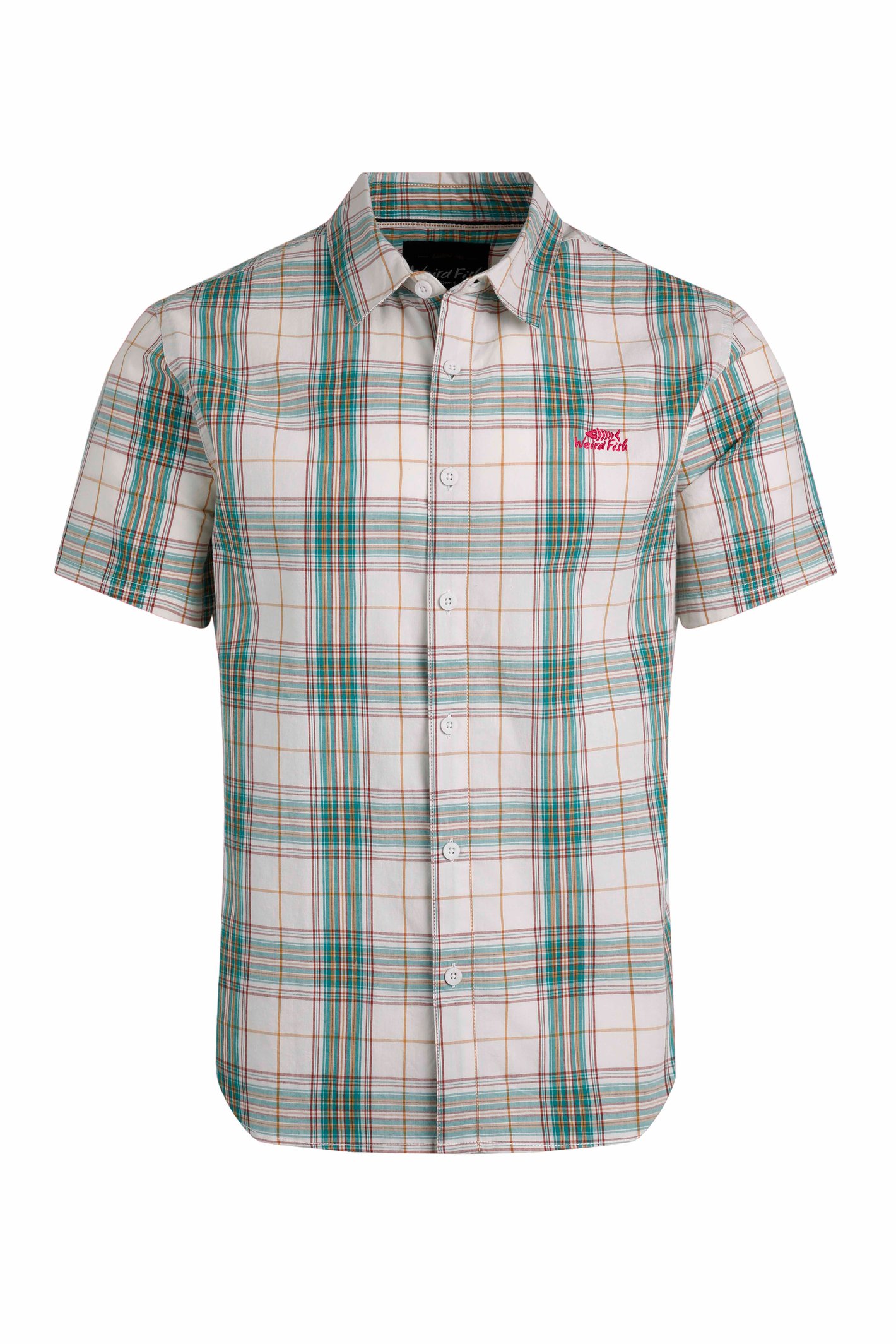 Weird Fish Judd Organic Cotton Short Sleeve Check Shirt Viridis Size 5XL