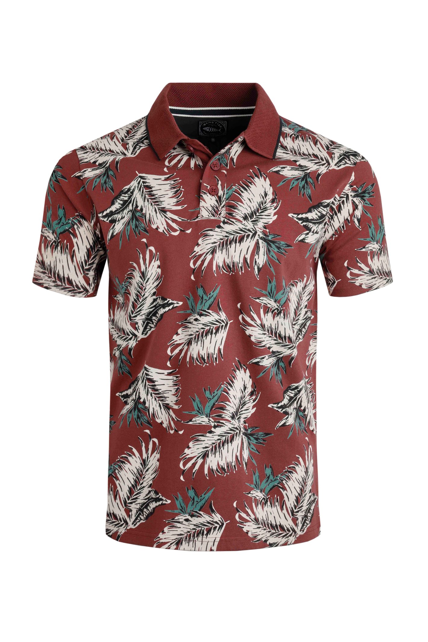 Weird Fish Sarat Organic Cotton Printed Polo Paprika Size 3XL