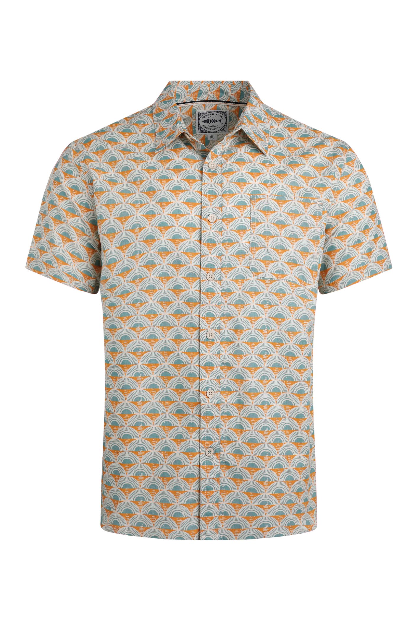 Weird Fish Faraway Organic Cotton Printed Shirt Caramel Size 3XL