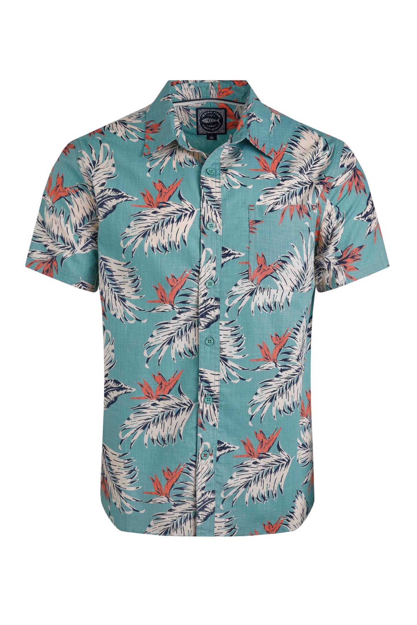 Weird Fish Faraway Organic Cotton Printed Shirt Mineral Blue Size 2XL