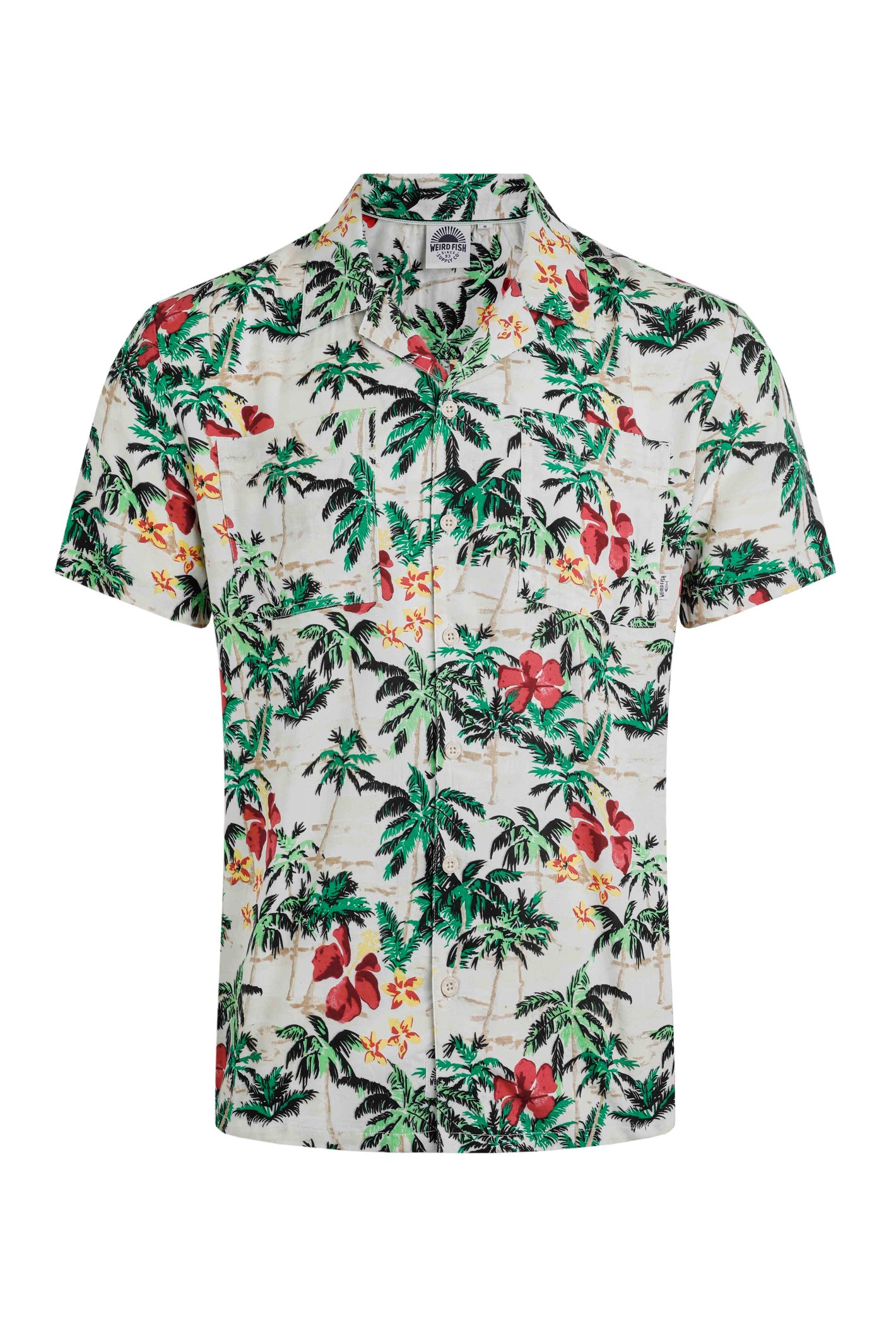 Weird Fish Holborn Eco Viscose Hawaiian Shirt Peapod Size 3XL
