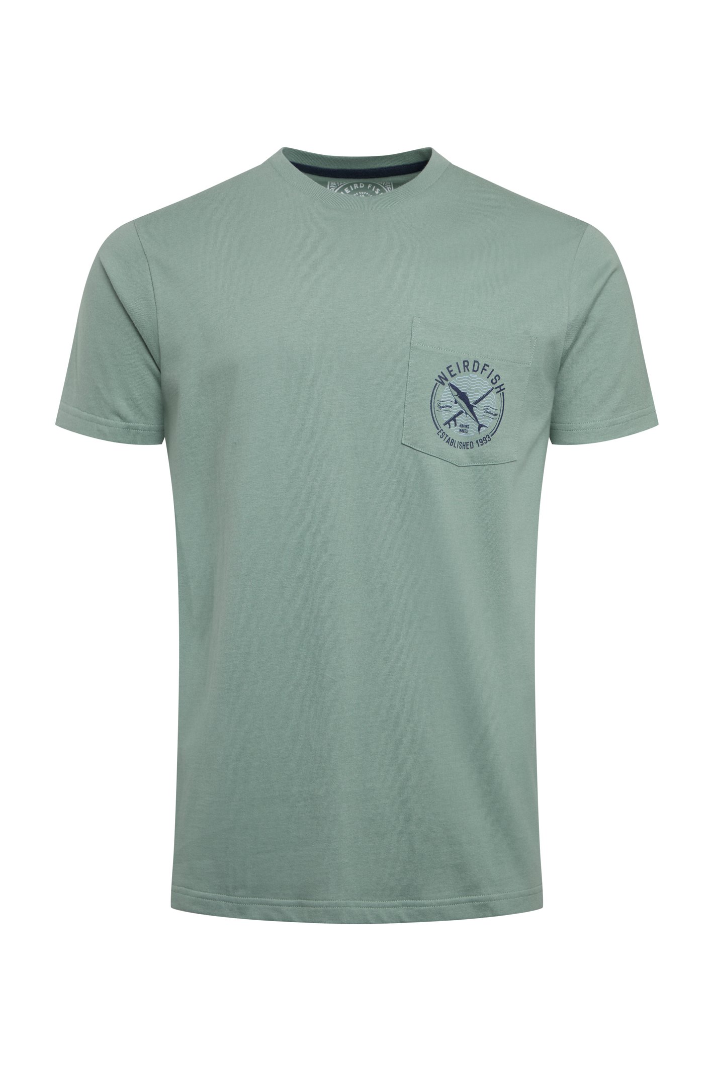 Weird Fish Tidal Organic Cotton Branded Pocket T-Shirt Dusty Teal Size 4XL